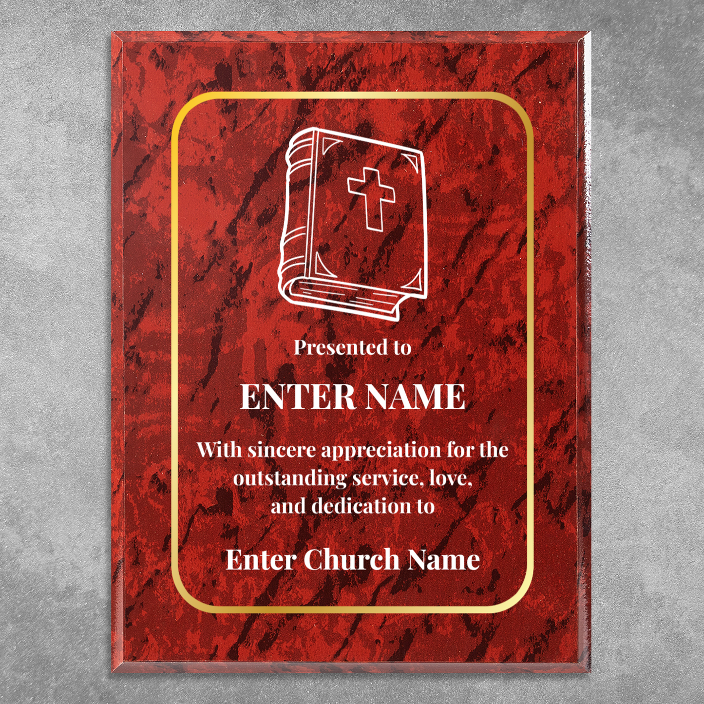 Personalized Church Bible 9" x 12" UV Printed Luxury Award