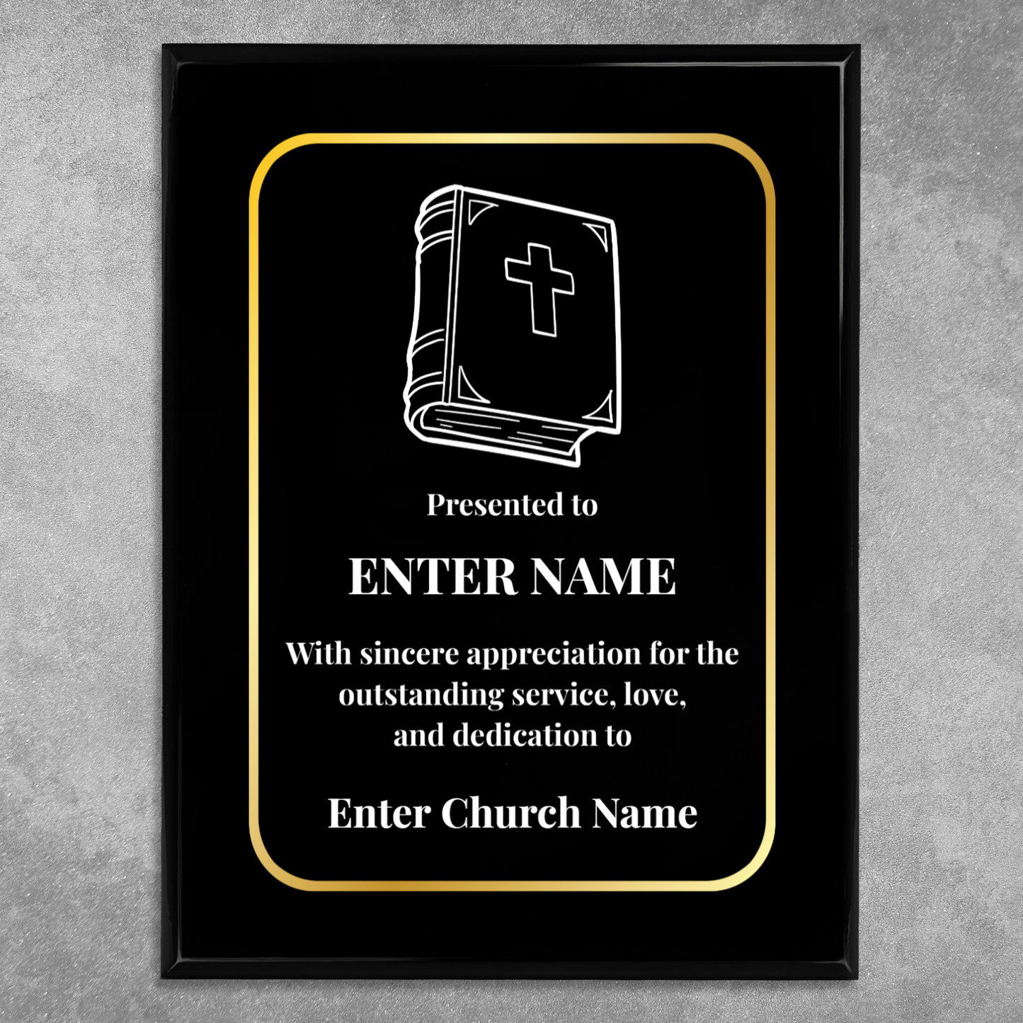 Personalized Church Bible 9" x 12" UV Printed Luxury Award