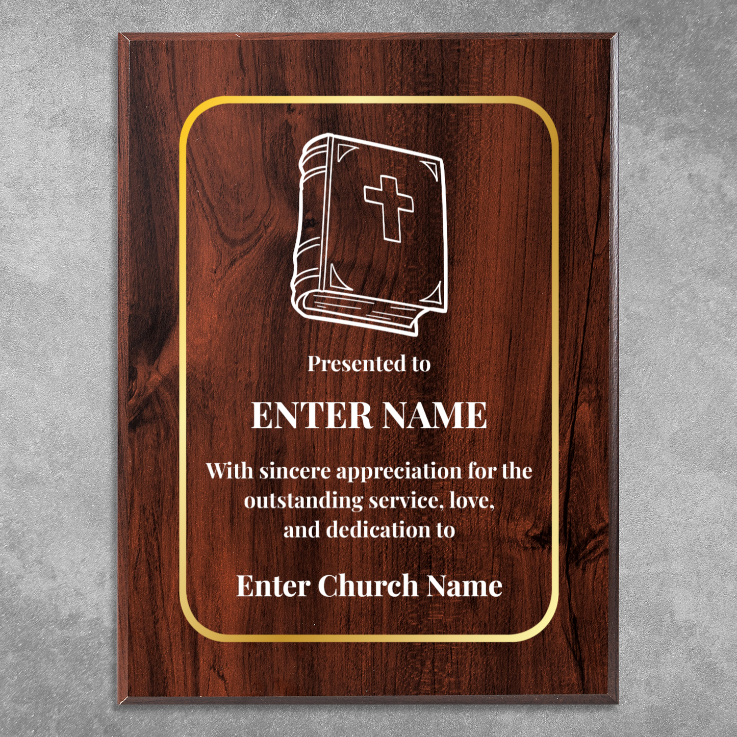 Personalized Church Bible 9" x 12" UV Printed Luxury Award