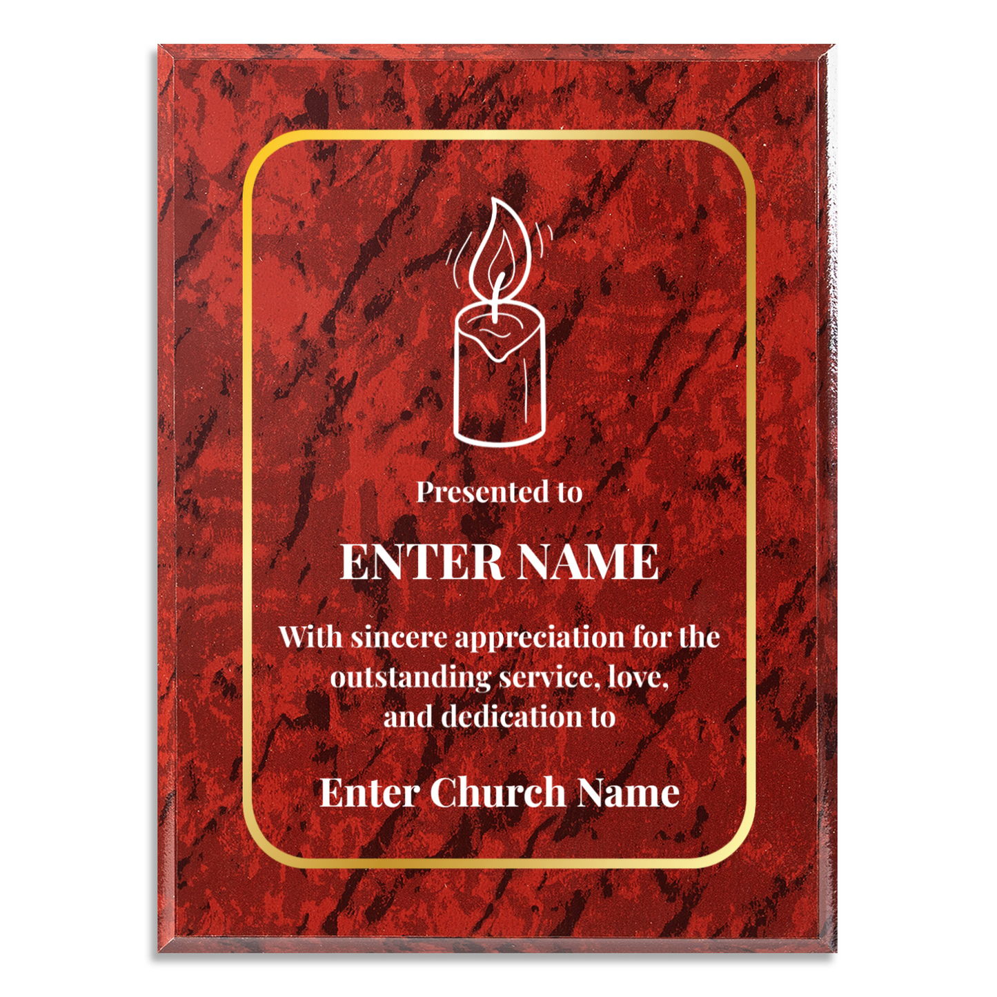 Personalized Church Candle 9" x 12" UV Printed Luxury Award