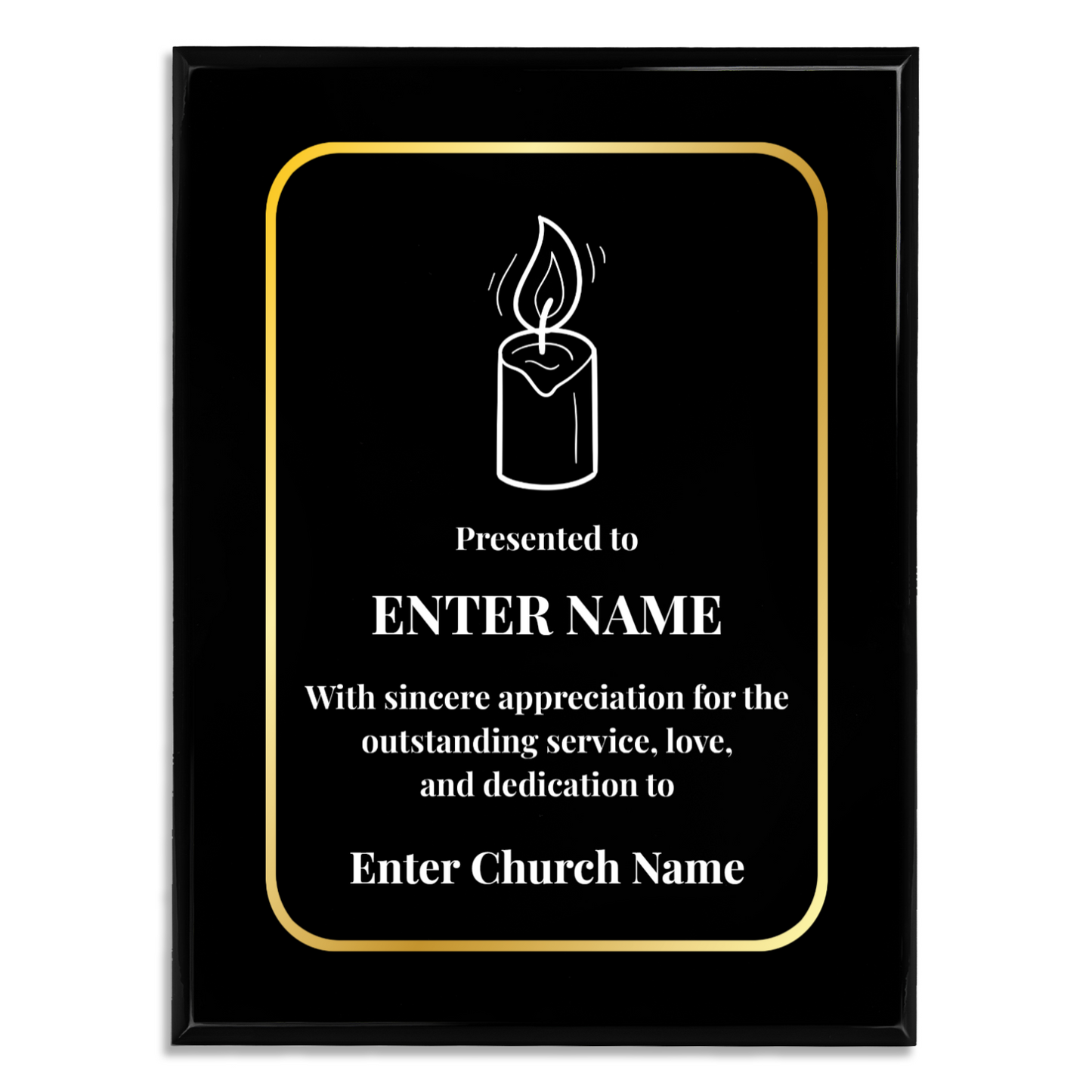 Personalized Church Candle 9" x 12" UV Printed Luxury Award