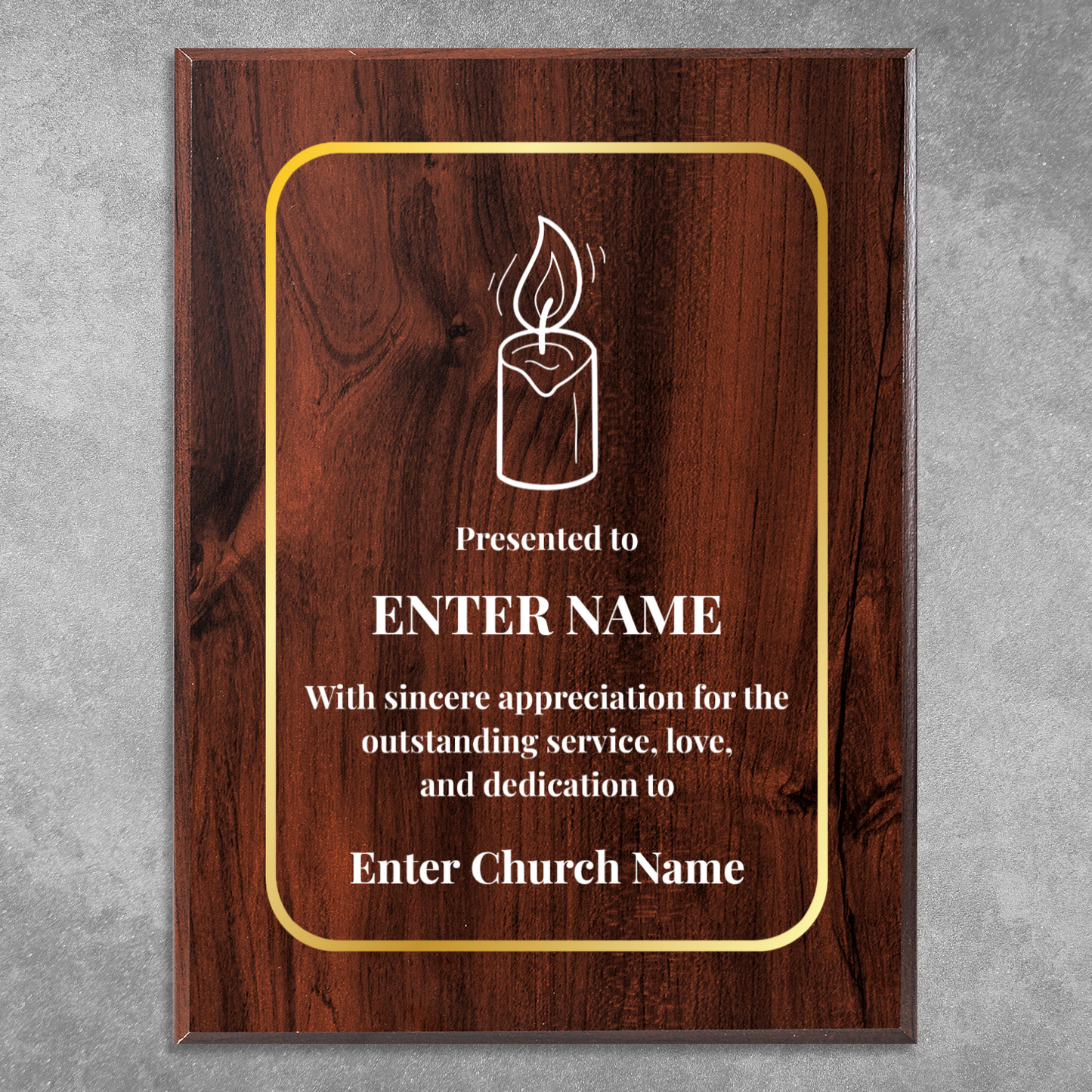 Personalized Church Candle 9" x 12" UV Printed Luxury Award