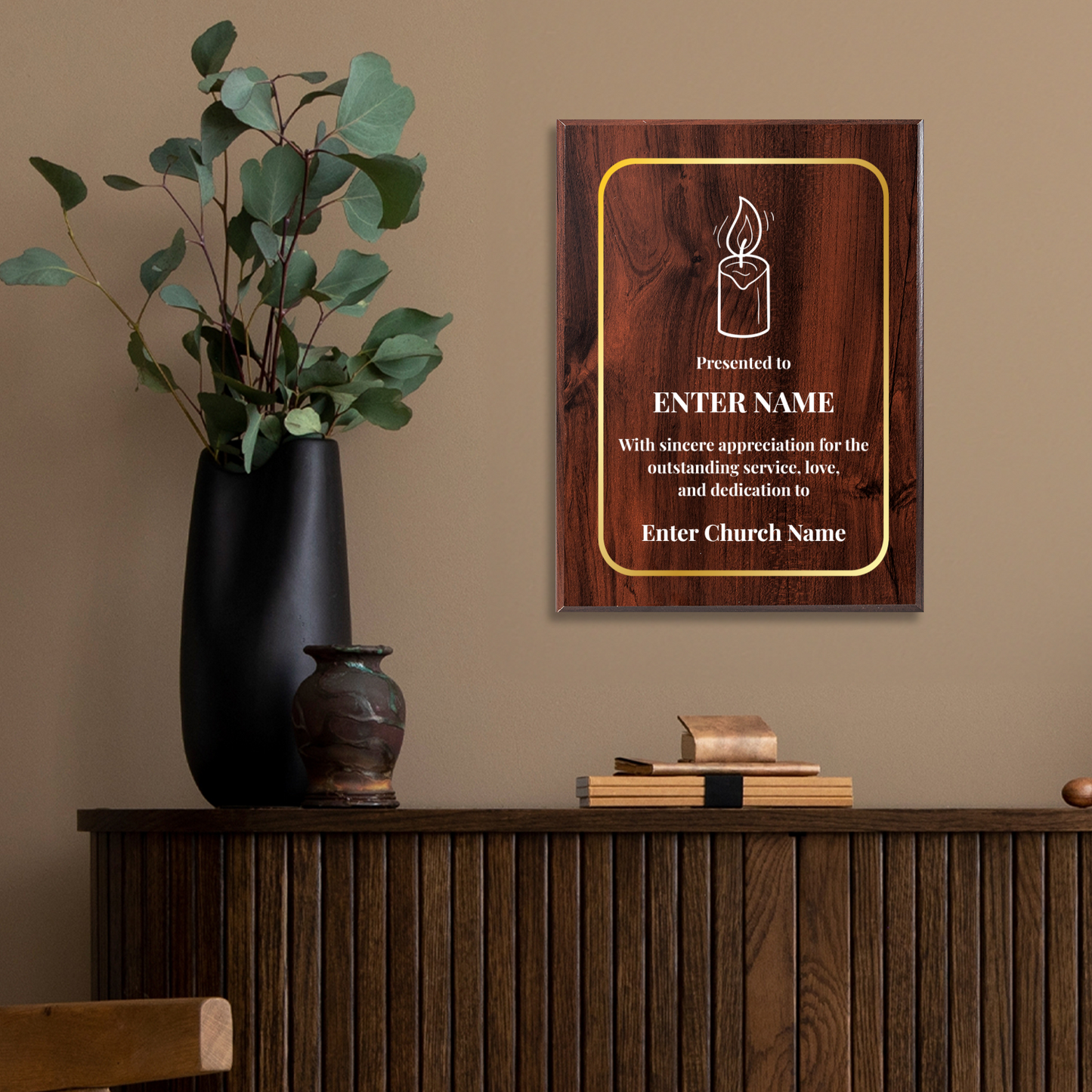 Personalized Church Candle 9" x 12" UV Printed Luxury Award