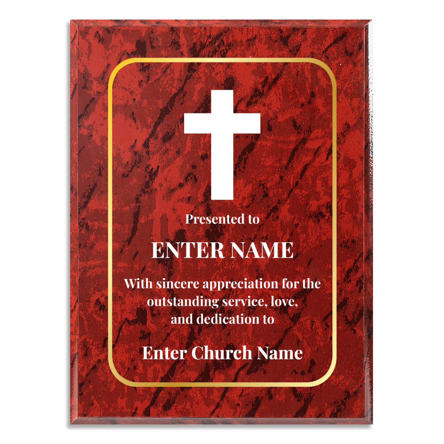 Personalized Church Cross 9" x 12" UV Printed Luxury Award