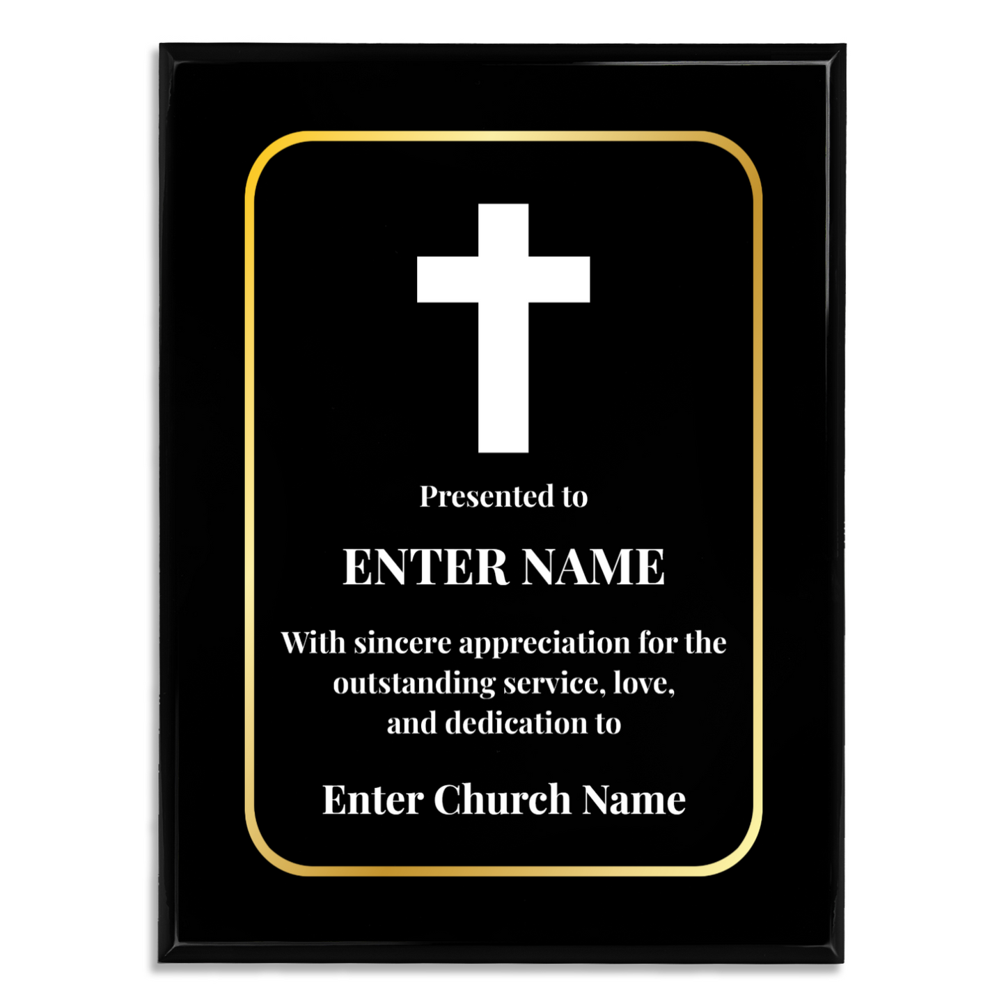 Personalized Church Cross 9" x 12" UV Printed Luxury Award