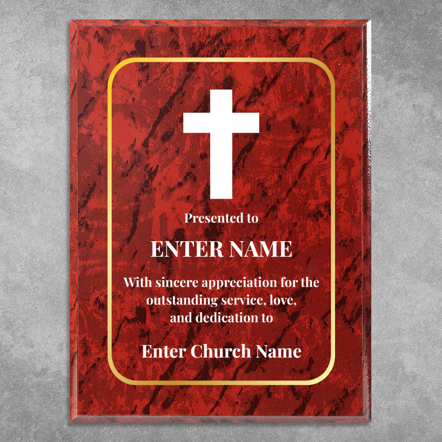 Personalized Church Cross 9" x 12" UV Printed Luxury Award