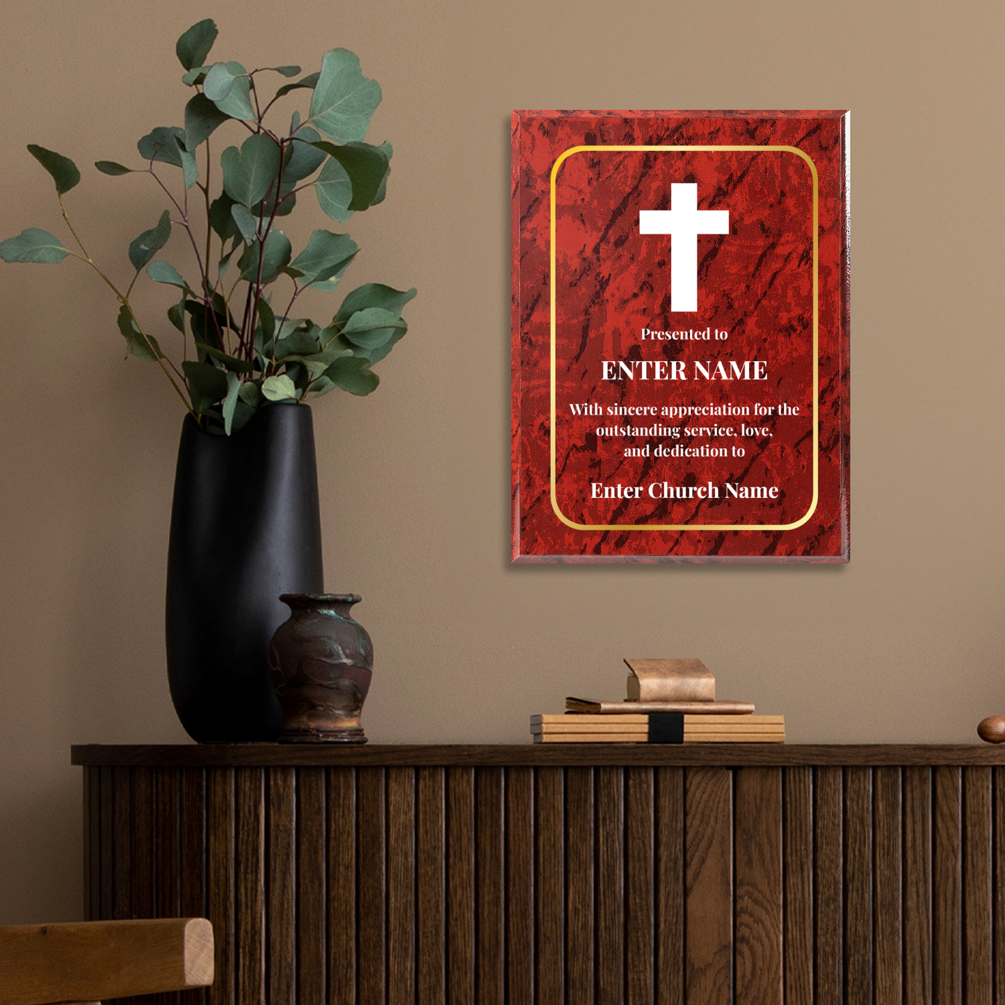Personalized Church Cross 9" x 12" UV Printed Luxury Award