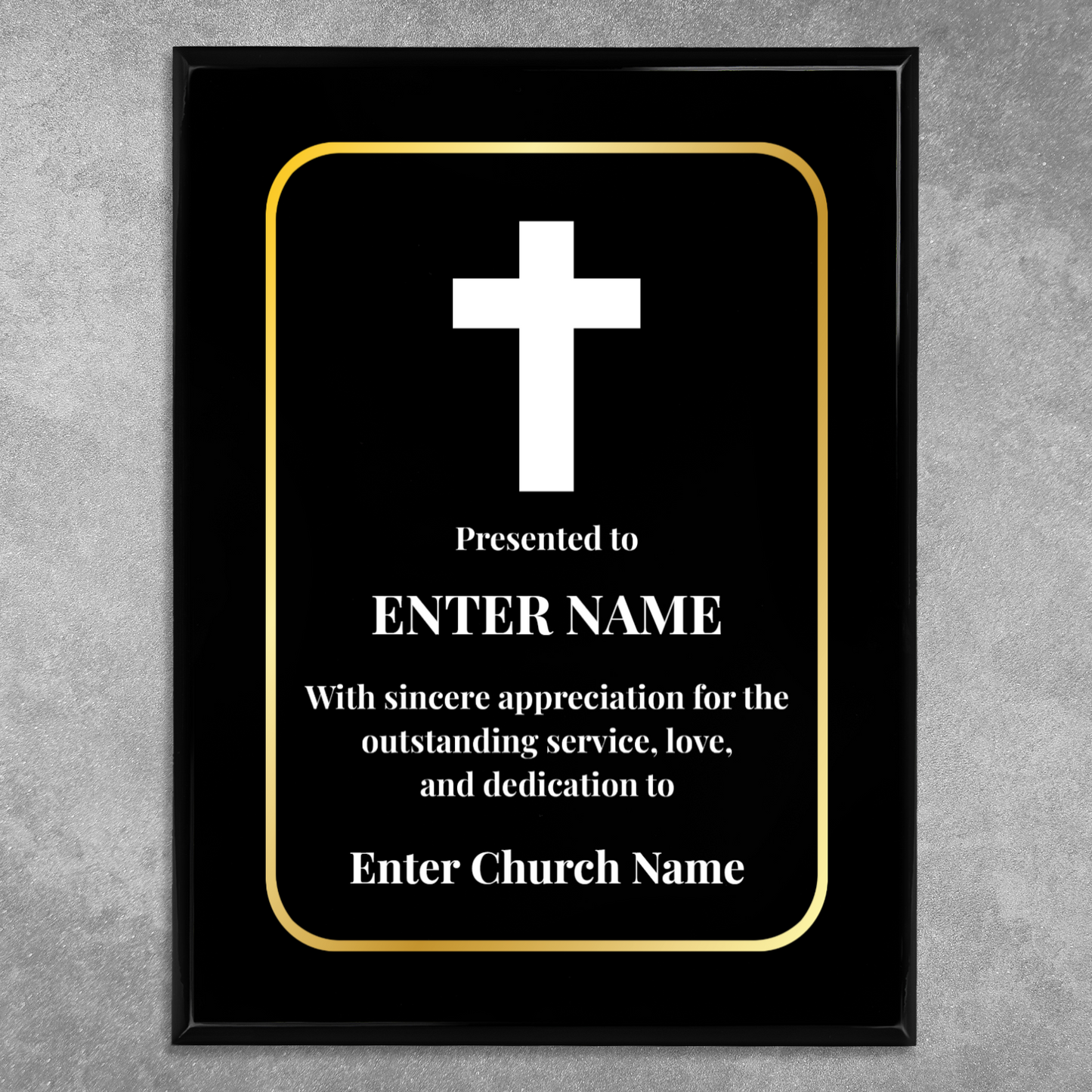 Personalized Church Cross 9" x 12" UV Printed Luxury Award