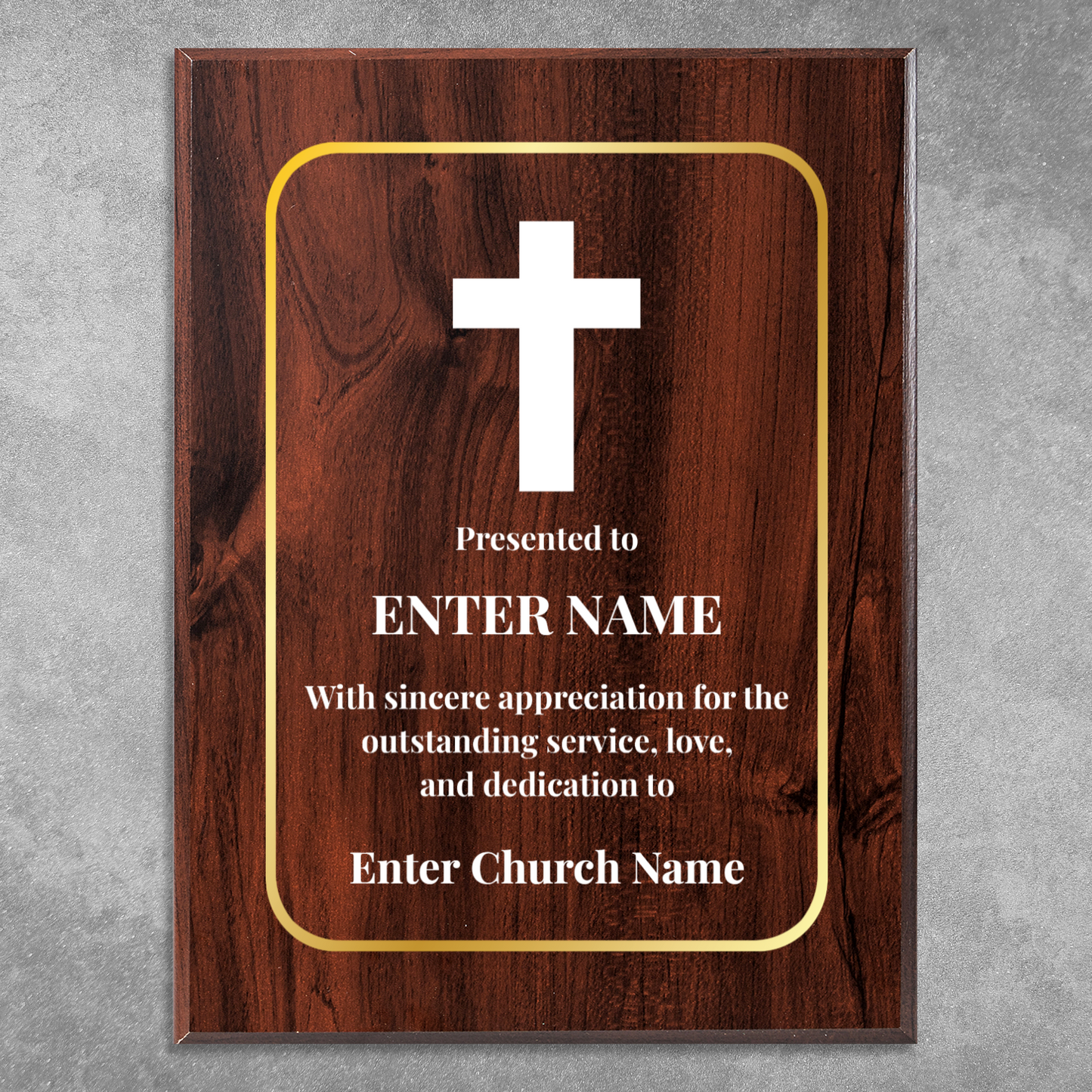 Personalized Church Cross 9" x 12" UV Printed Luxury Award