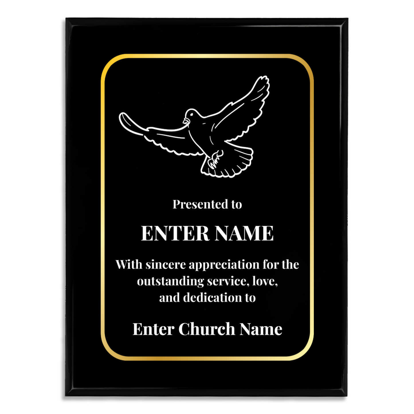 Personalized Church Dove Of Peace 9" x 12" UV Printed Luxury Award
