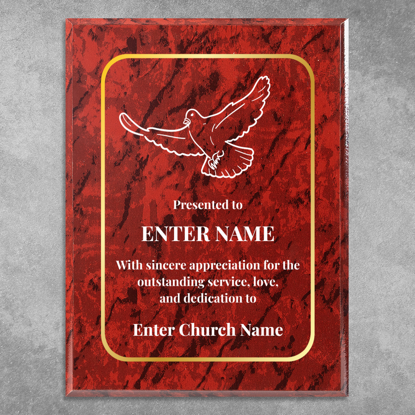 Personalized Church Dove Of Peace 9" x 12" UV Printed Luxury Award