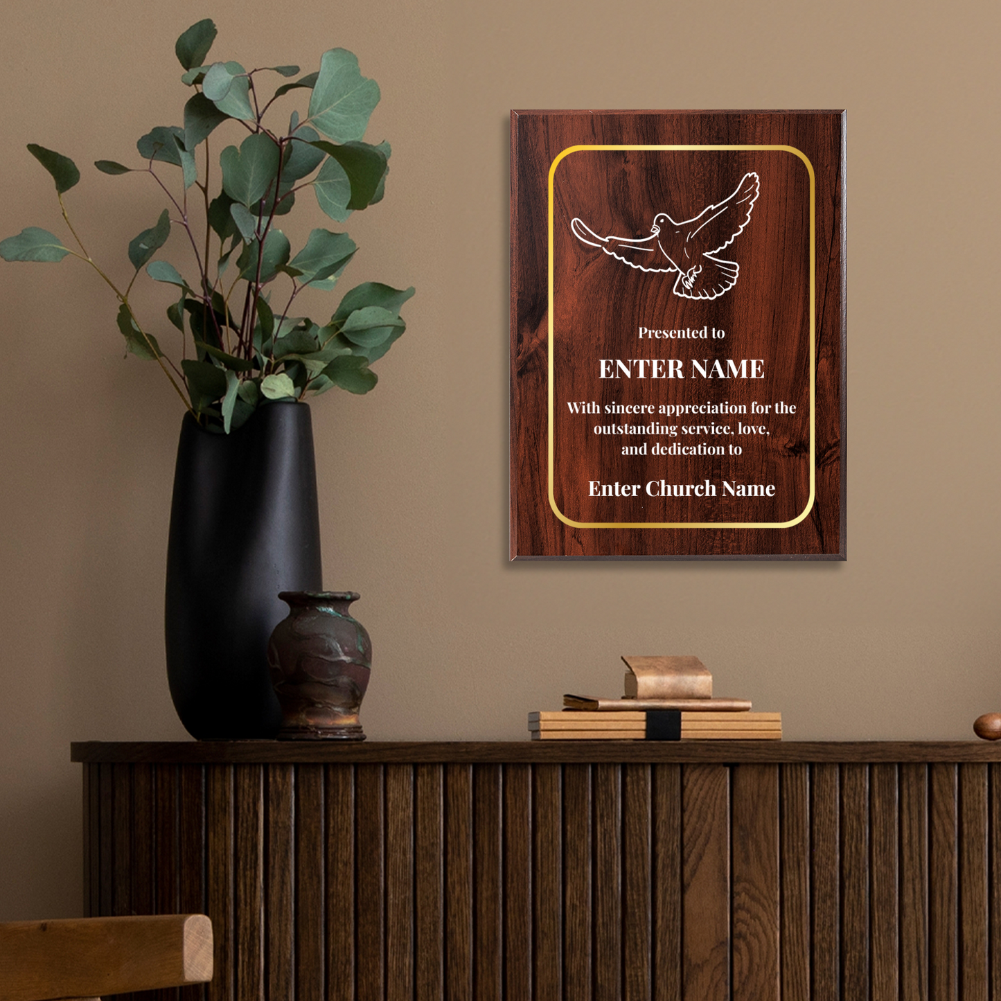 Personalized Church Dove Of Peace 9" x 12" UV Printed Luxury Award