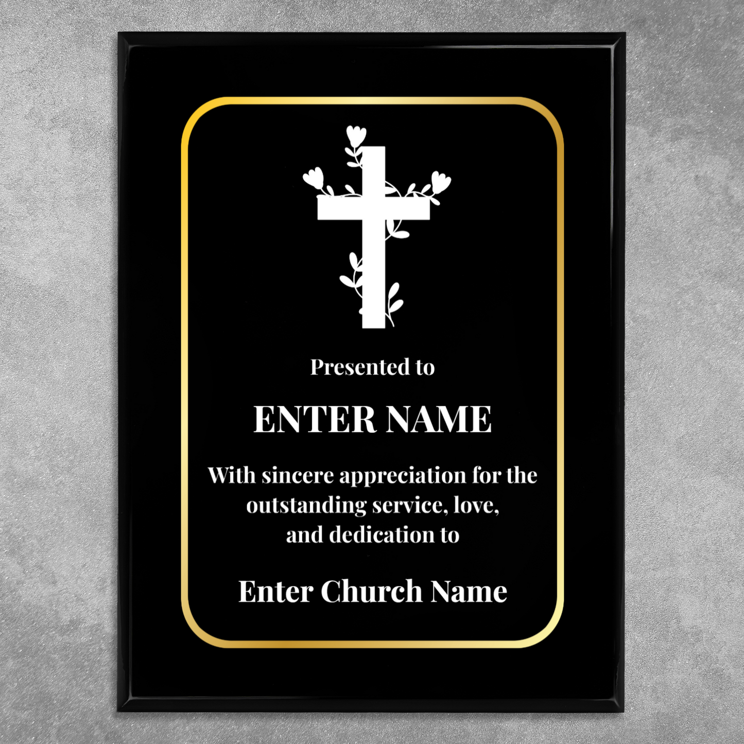 Personalized Church Floral Cross 9" x 12" UV Printed Luxury Award 2