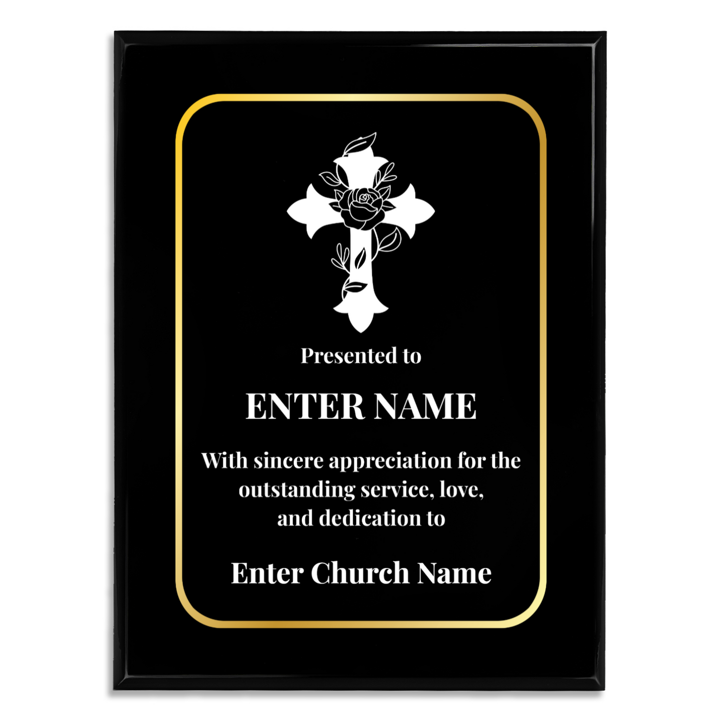 Personalized Church Floral Cross 9" x 12" UV Printed Luxury Award 3