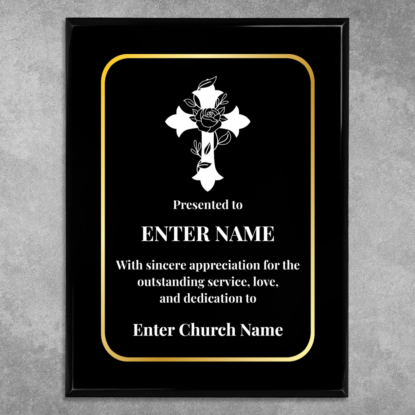 Personalized Church Floral Cross 9" x 12" UV Printed Luxury Award 3