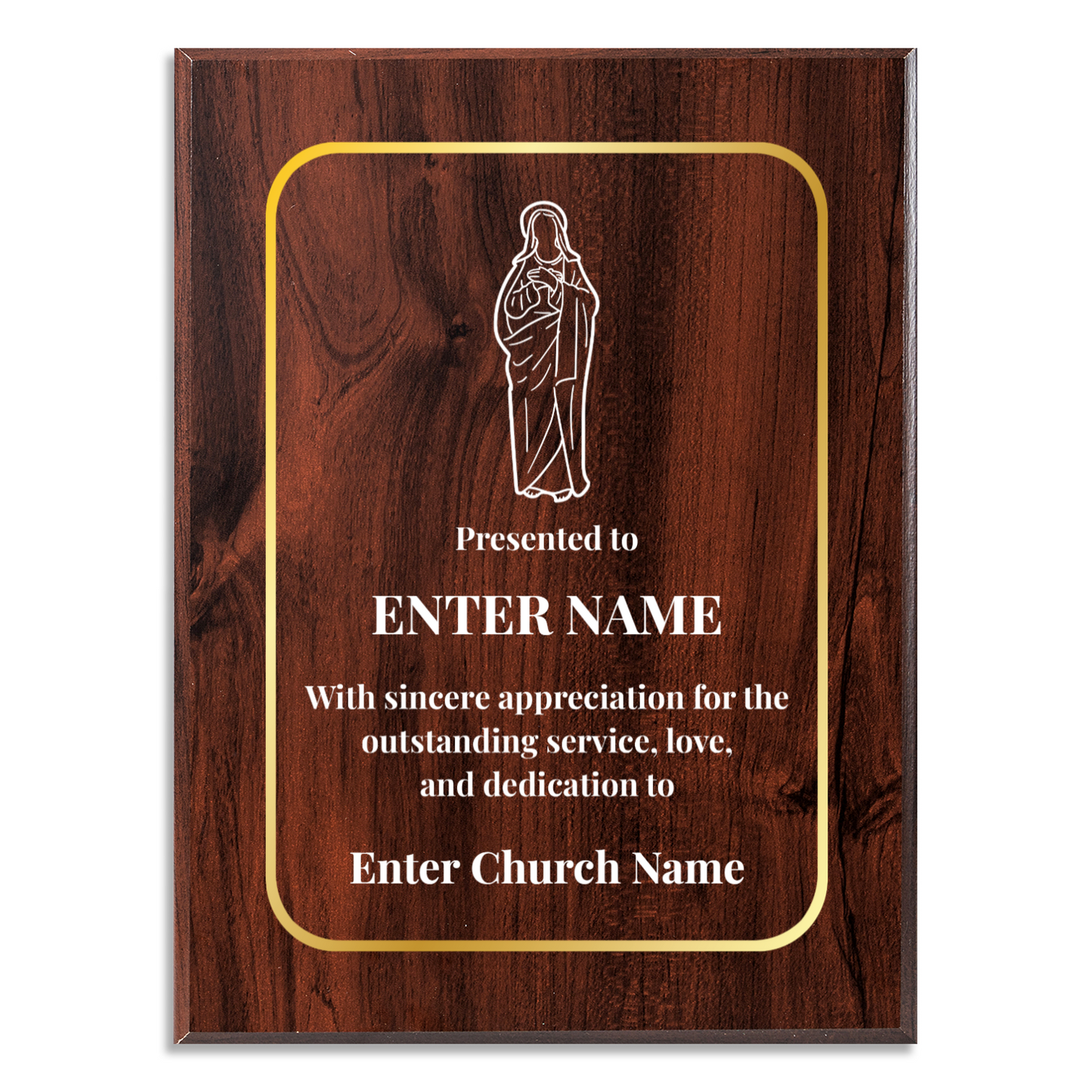 Personalized Church Holy Mary 9" x 12" UV Printed Luxury Award
