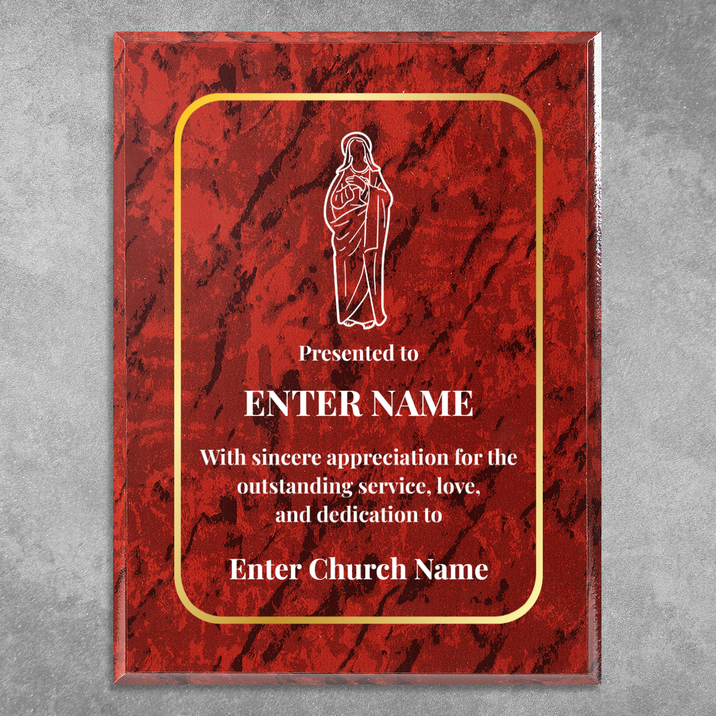Personalized Church Holy Mary 9" x 12" UV Printed Luxury Award