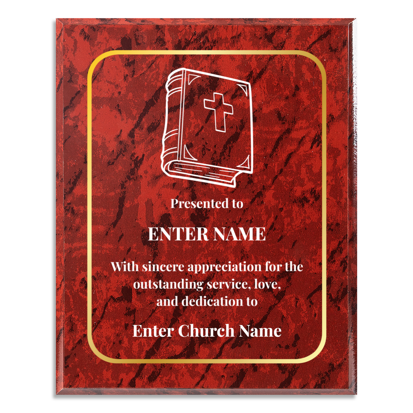 Personalized Church Bible 10.5" x 13" UV Printed Luxury Award