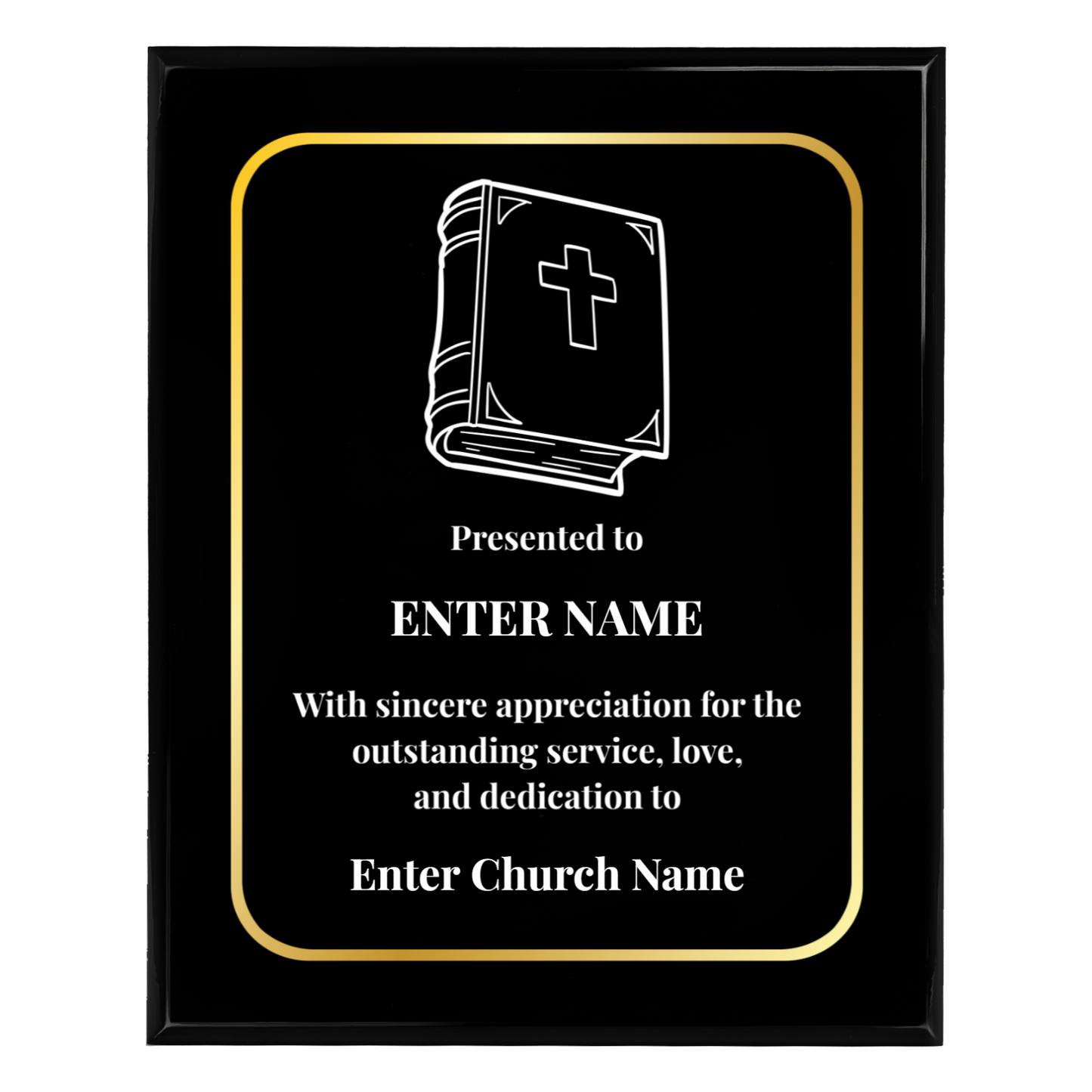 Personalized Church Bible 10.5" x 13" UV Printed Luxury Award
