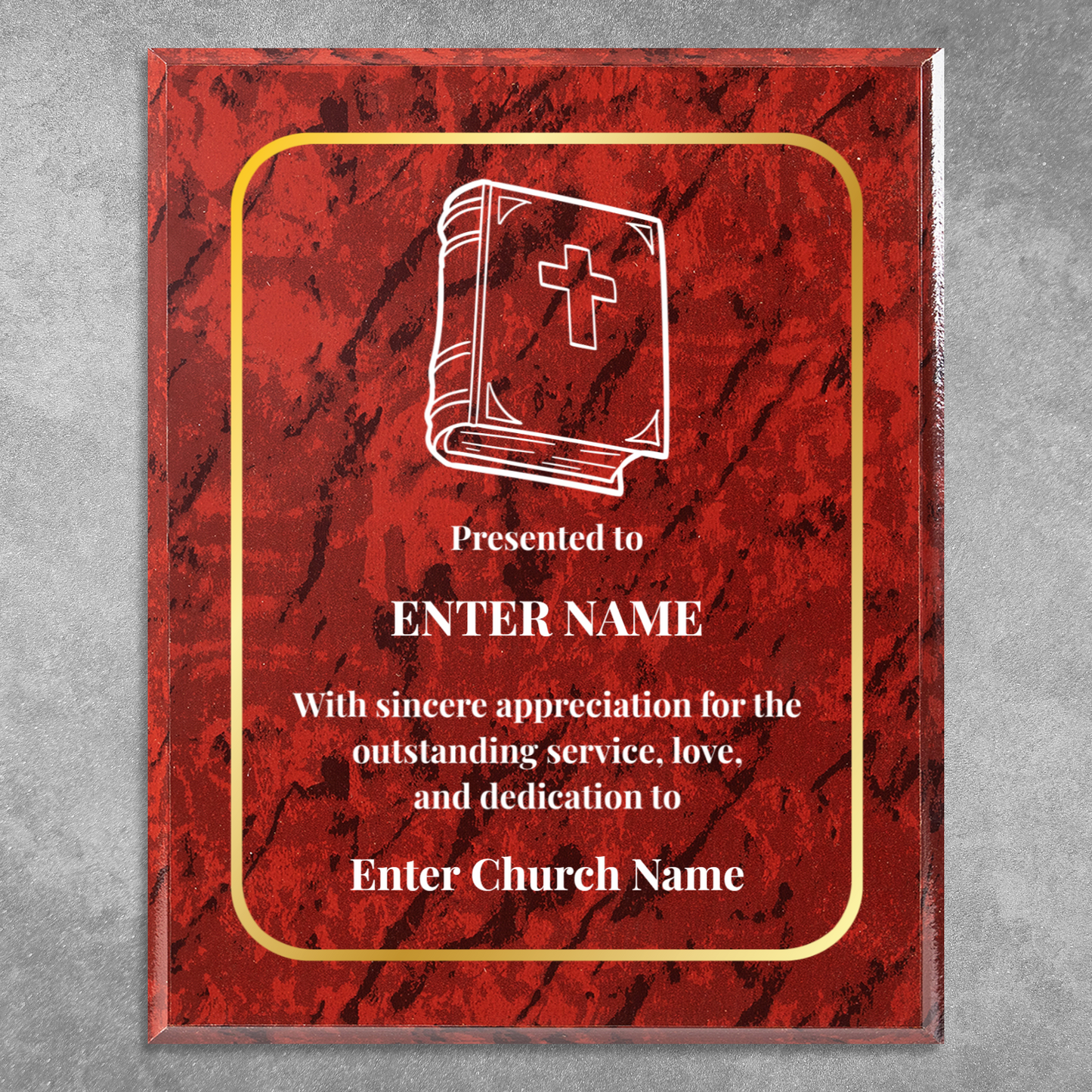 Personalized Church Bible 10.5" x 13" UV Printed Luxury Award