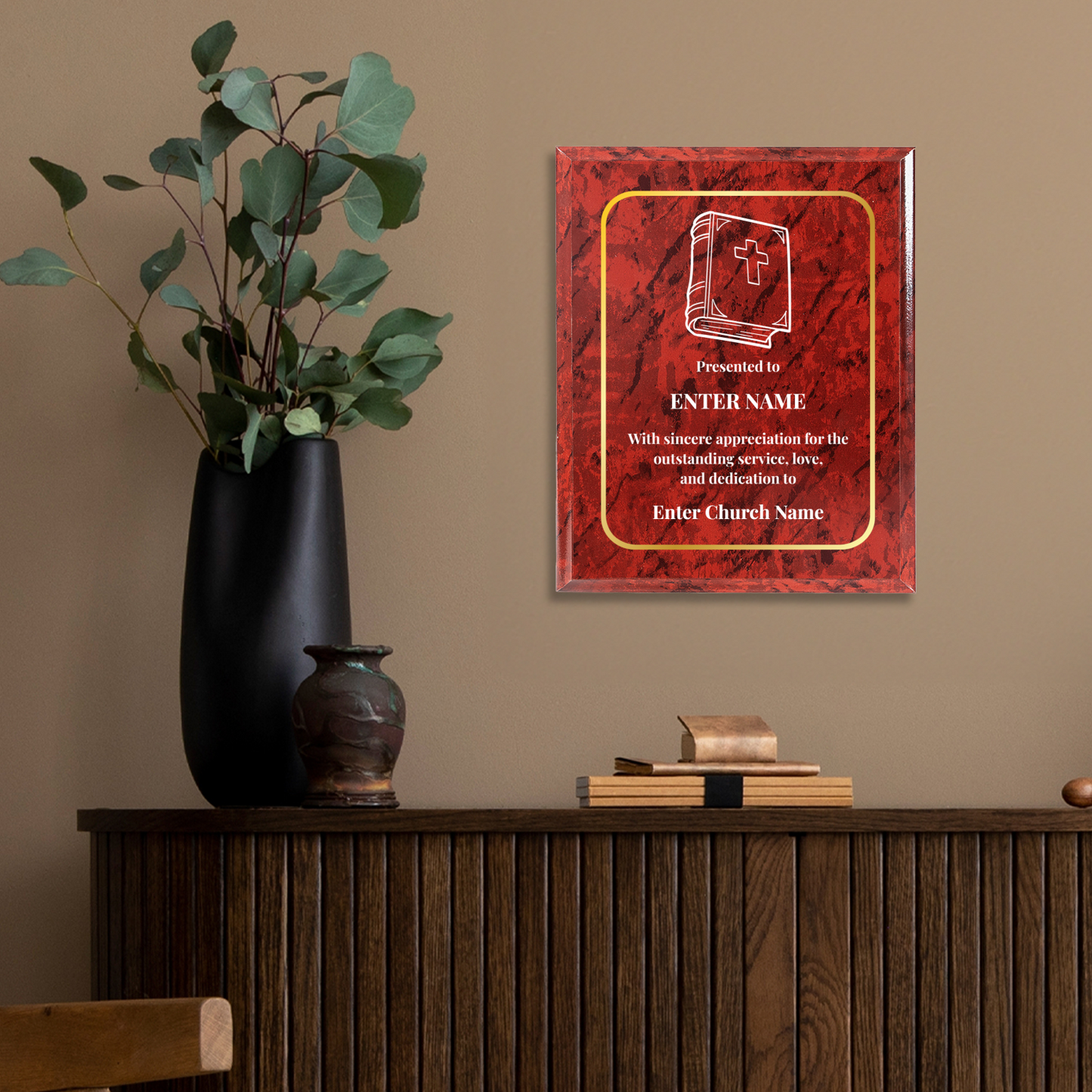 Personalized Church Bible 10.5" x 13" UV Printed Luxury Award
