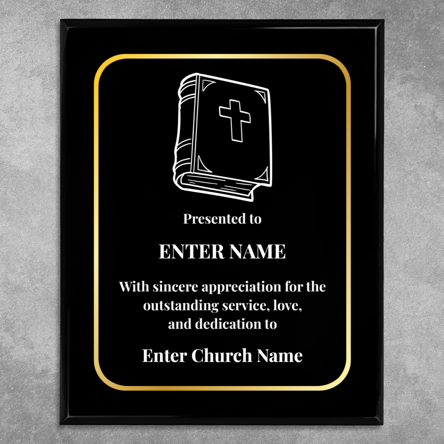 Personalized Church Bible 10.5" x 13" UV Printed Luxury Award