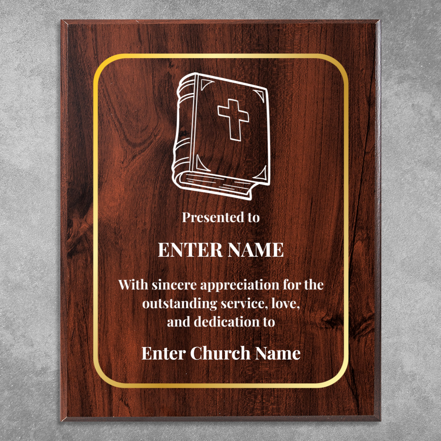 Personalized Church Bible 10.5" x 13" UV Printed Luxury Award