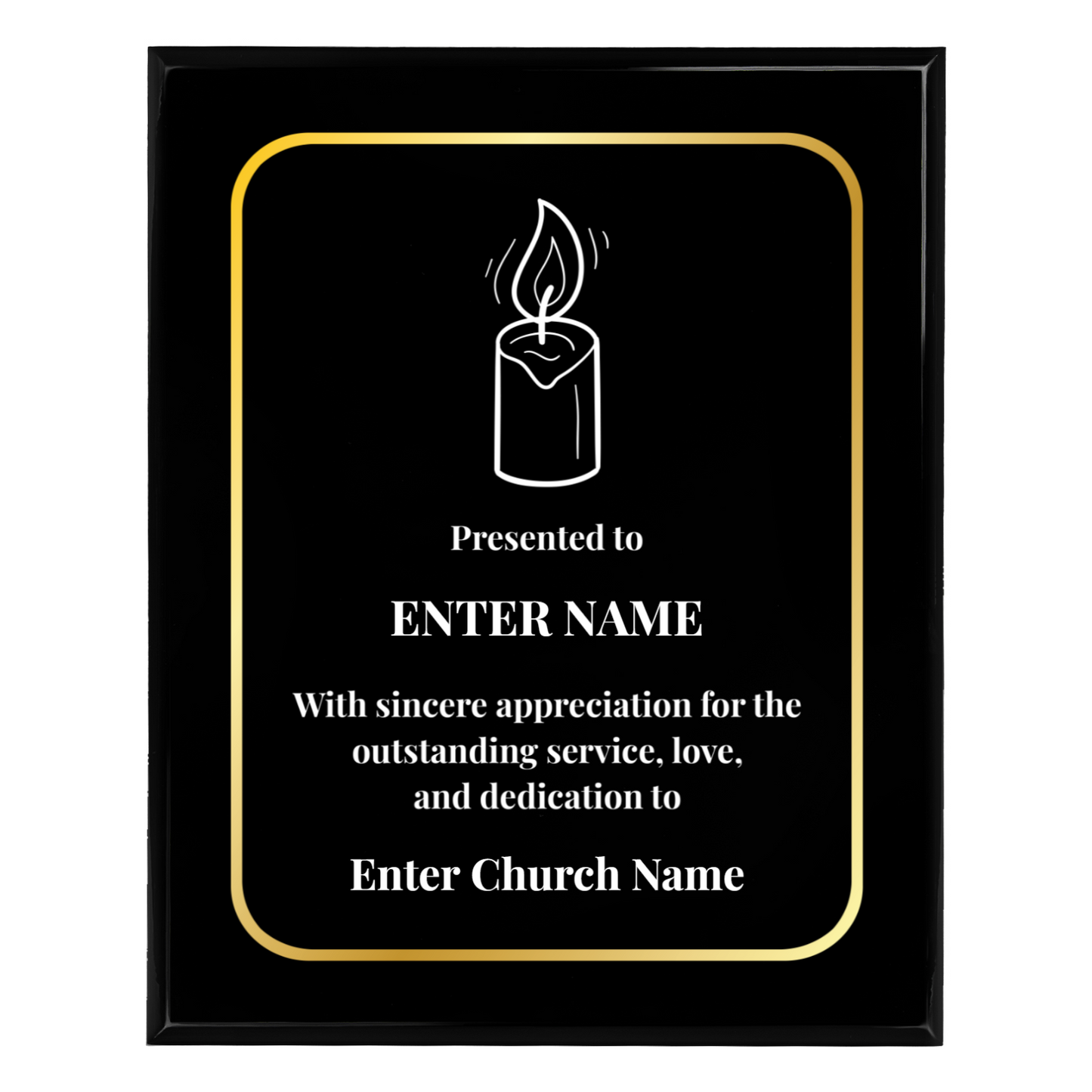 Personalized Church Candle 10.5" x 13" UV Printed Luxury Award