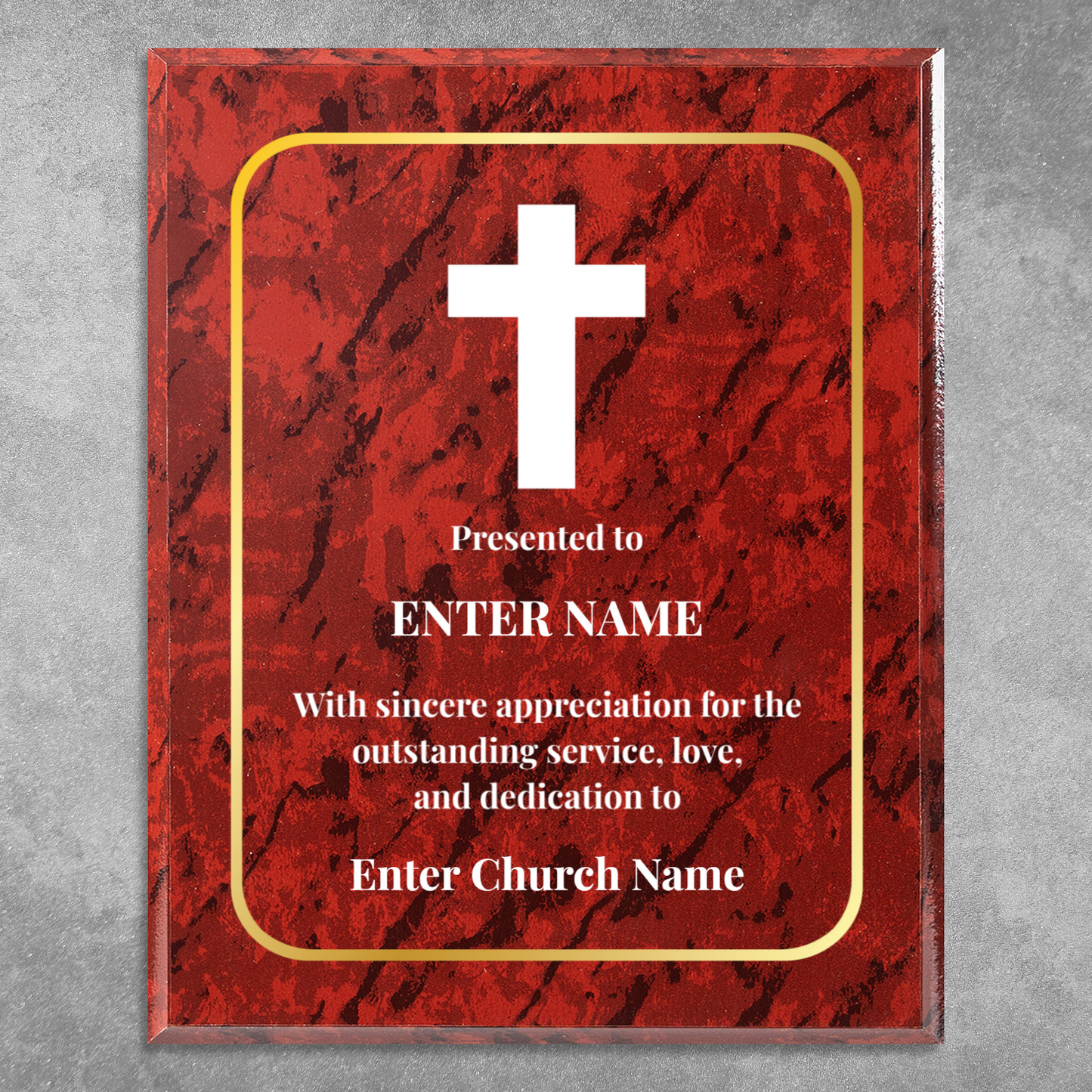 Personalized Church Cross 10.5" x 13" UV Printed Luxury Award