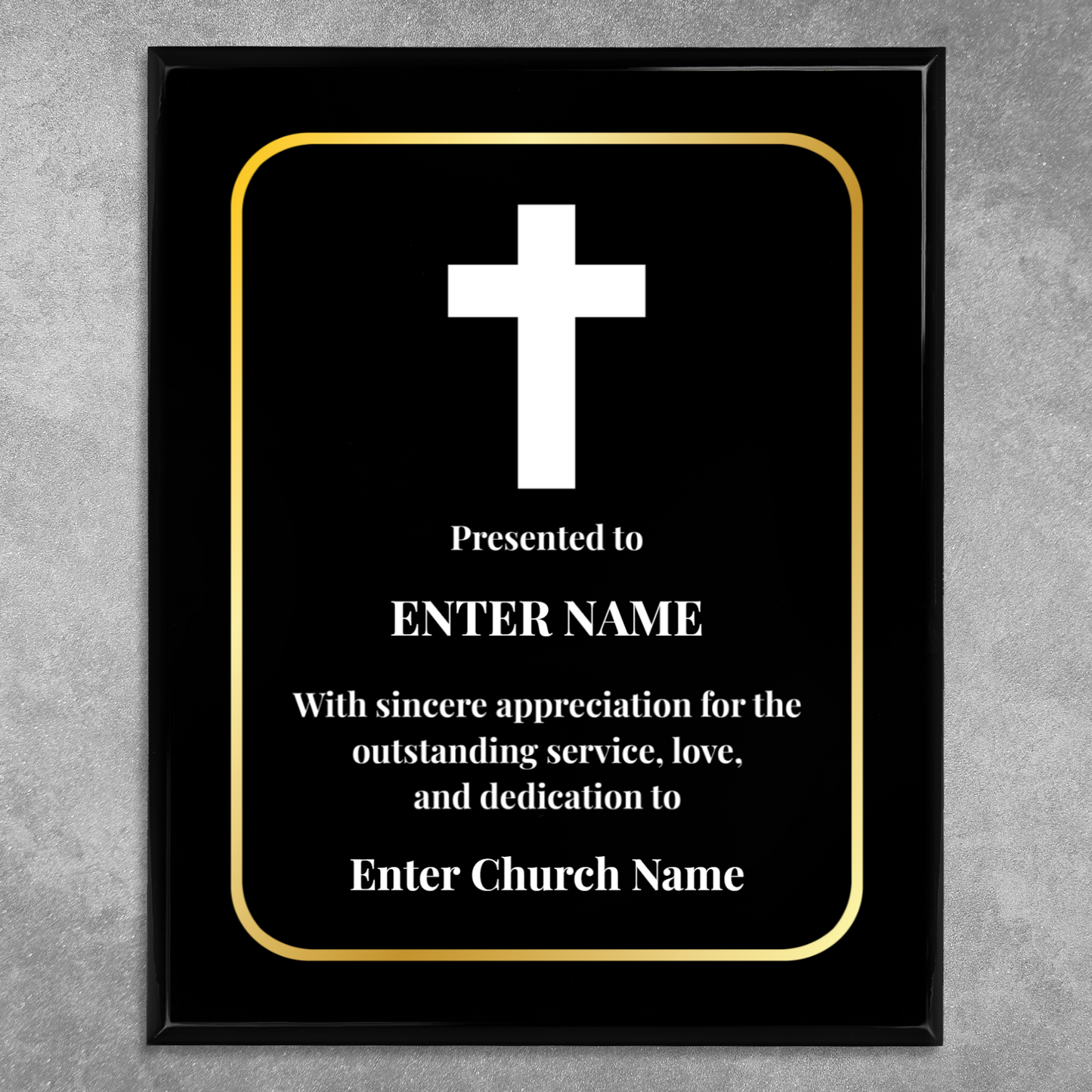 Personalized Church Cross 10.5" x 13" UV Printed Luxury Award