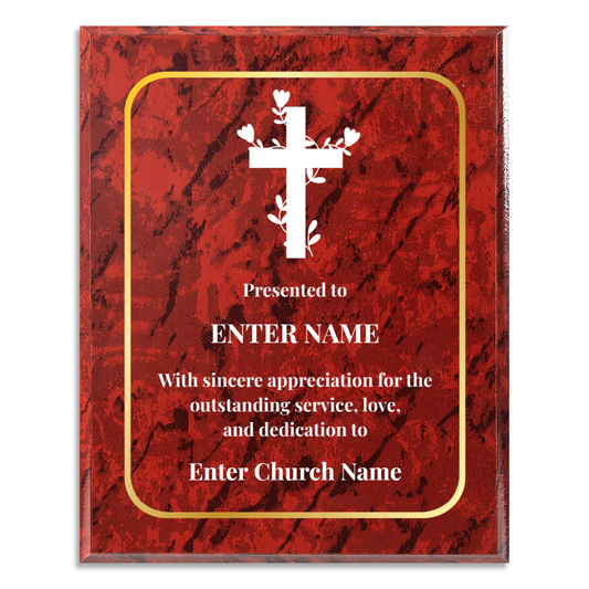 Personalized Church Floral Cross 10.5" x 13" UV Printed Luxury Award 2