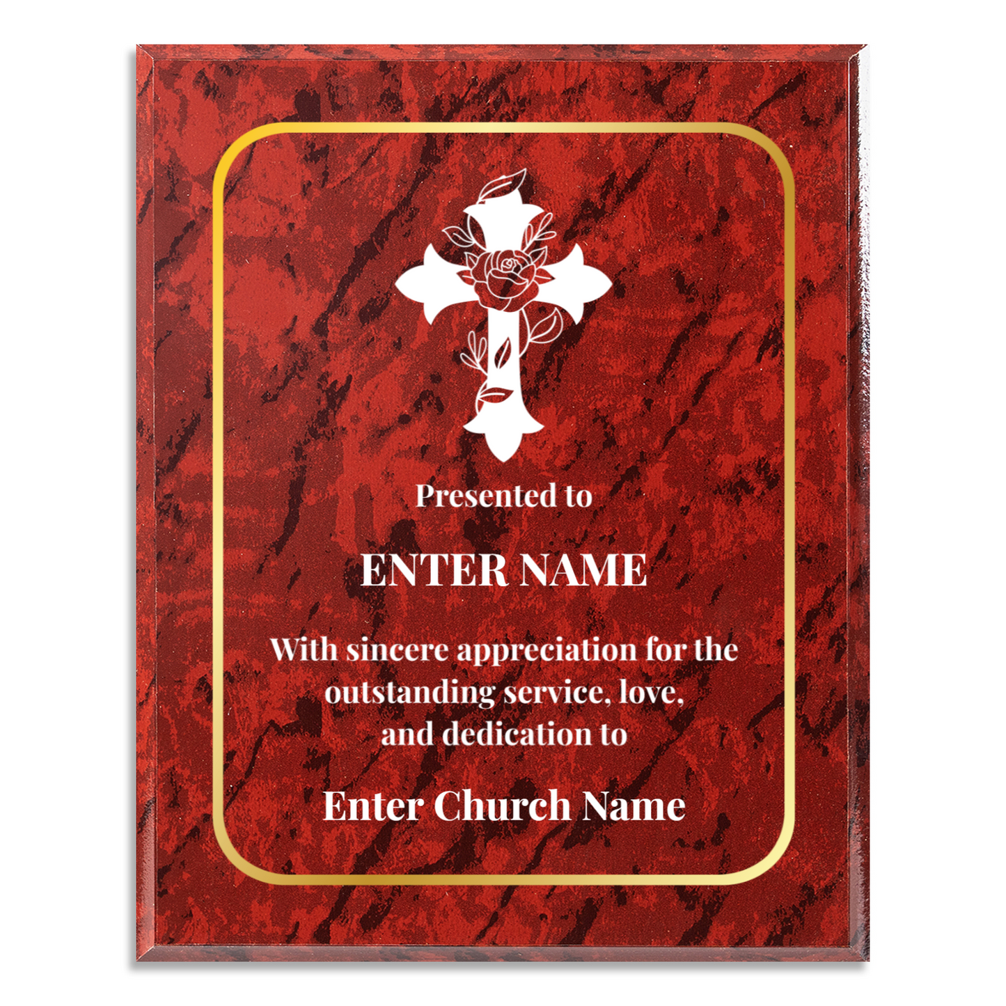 Personalized Church Floral Cross 10.5" x 13" UV Printed Luxury Award 3