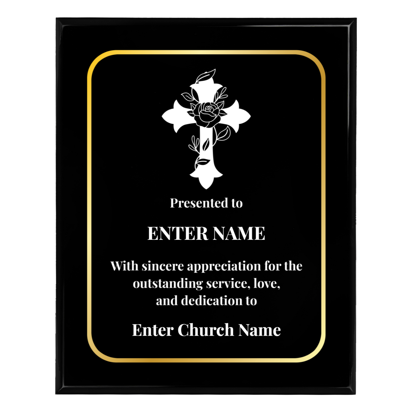 Personalized Church Floral Cross 10.5" x 13" UV Printed Luxury Award 3