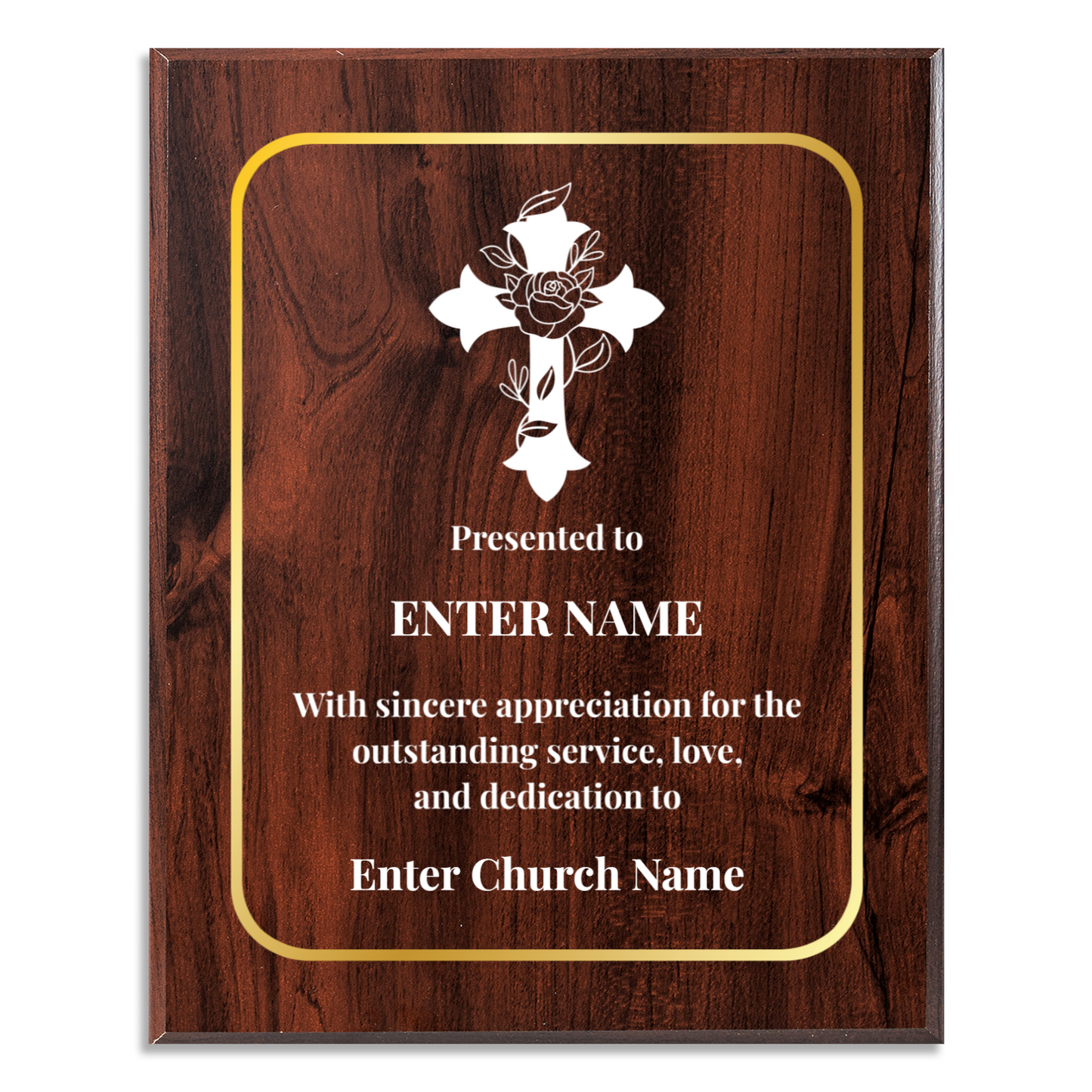Personalized Church Floral Cross 10.5" x 13" UV Printed Luxury Award 3