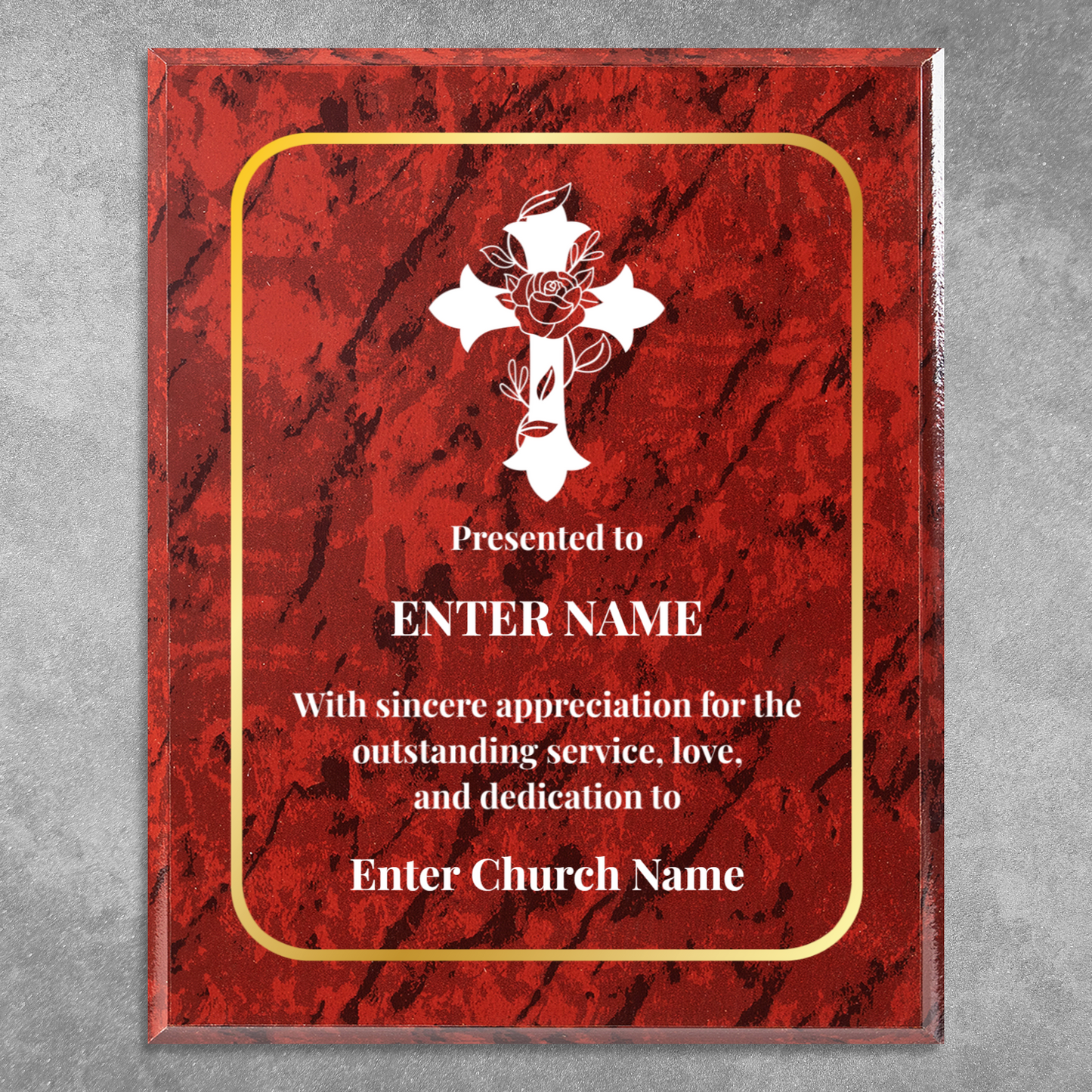 Personalized Church Floral Cross 10.5" x 13" UV Printed Luxury Award 3