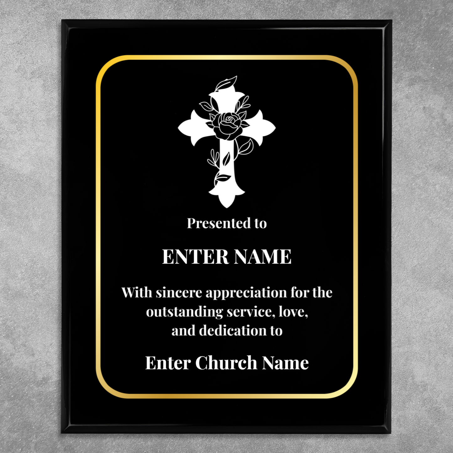 Personalized Church Floral Cross 10.5" x 13" UV Printed Luxury Award 3