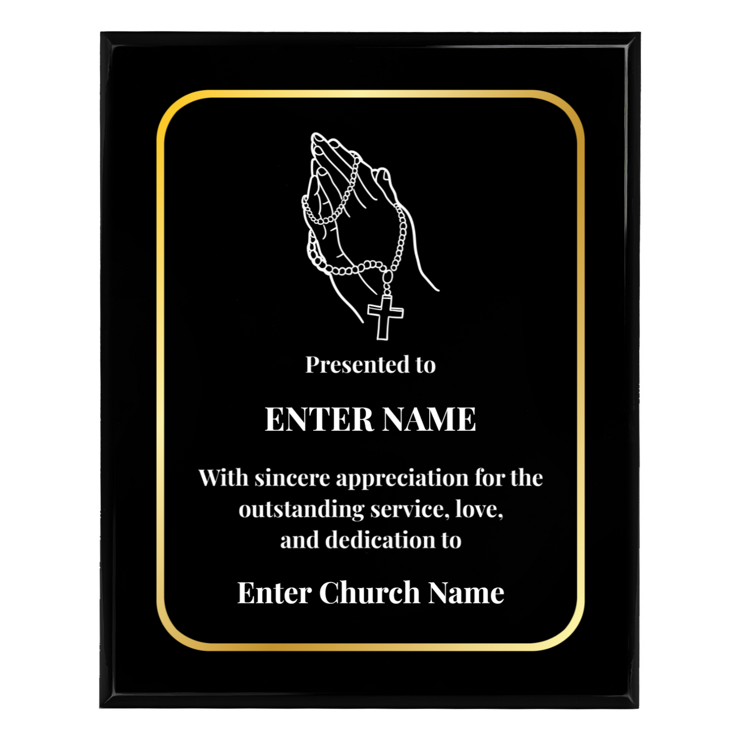 Personalized Church Praying With Beads 10.5" x 13" UV Printed Luxury Award