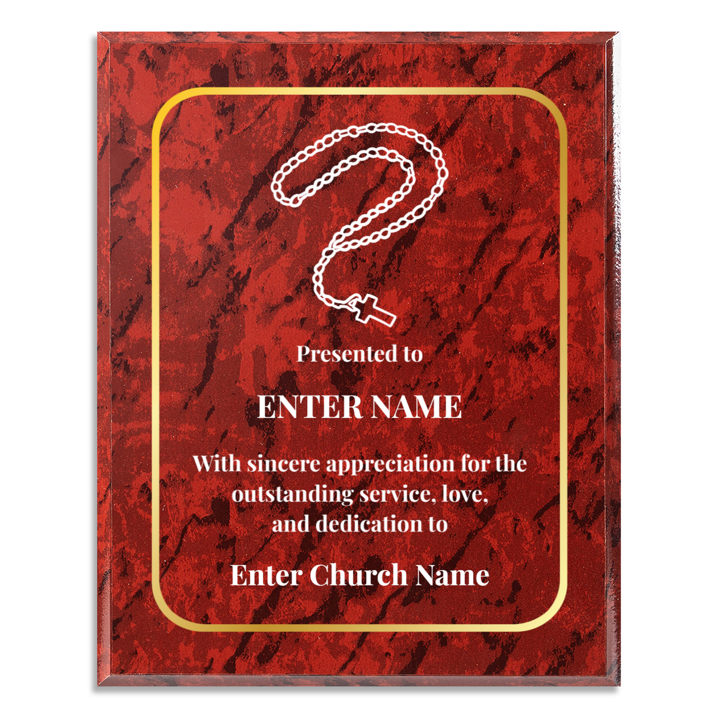 Personalized Church Rosary Beads 10.5" x 13" UV Printed Luxury Award