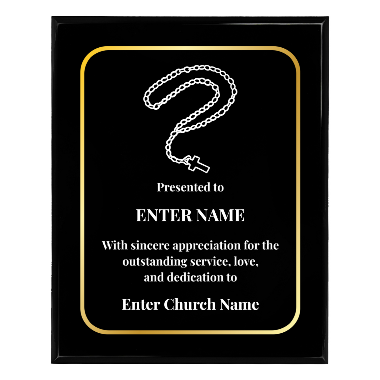 Personalized Church Rosary Beads 10.5" x 13" UV Printed Luxury Award