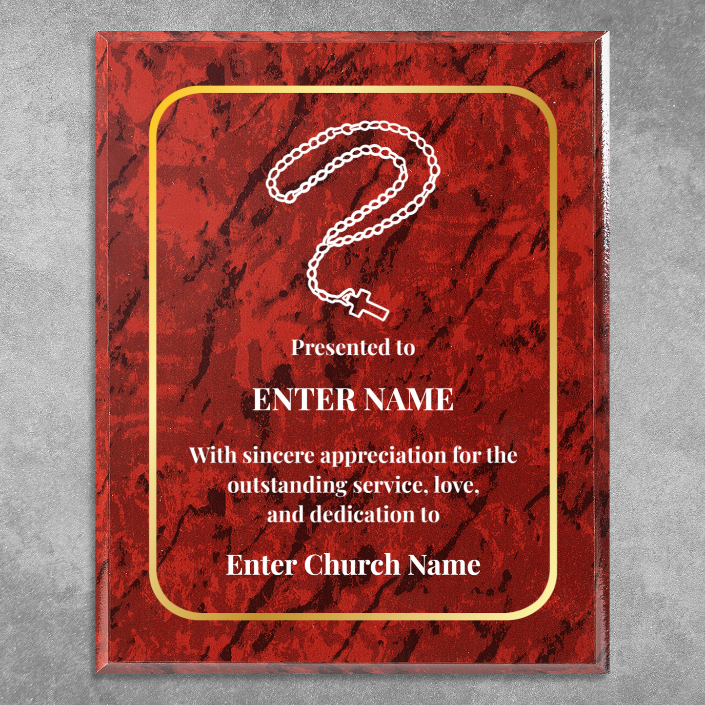 Personalized Church Rosary Beads 10.5" x 13" UV Printed Luxury Award