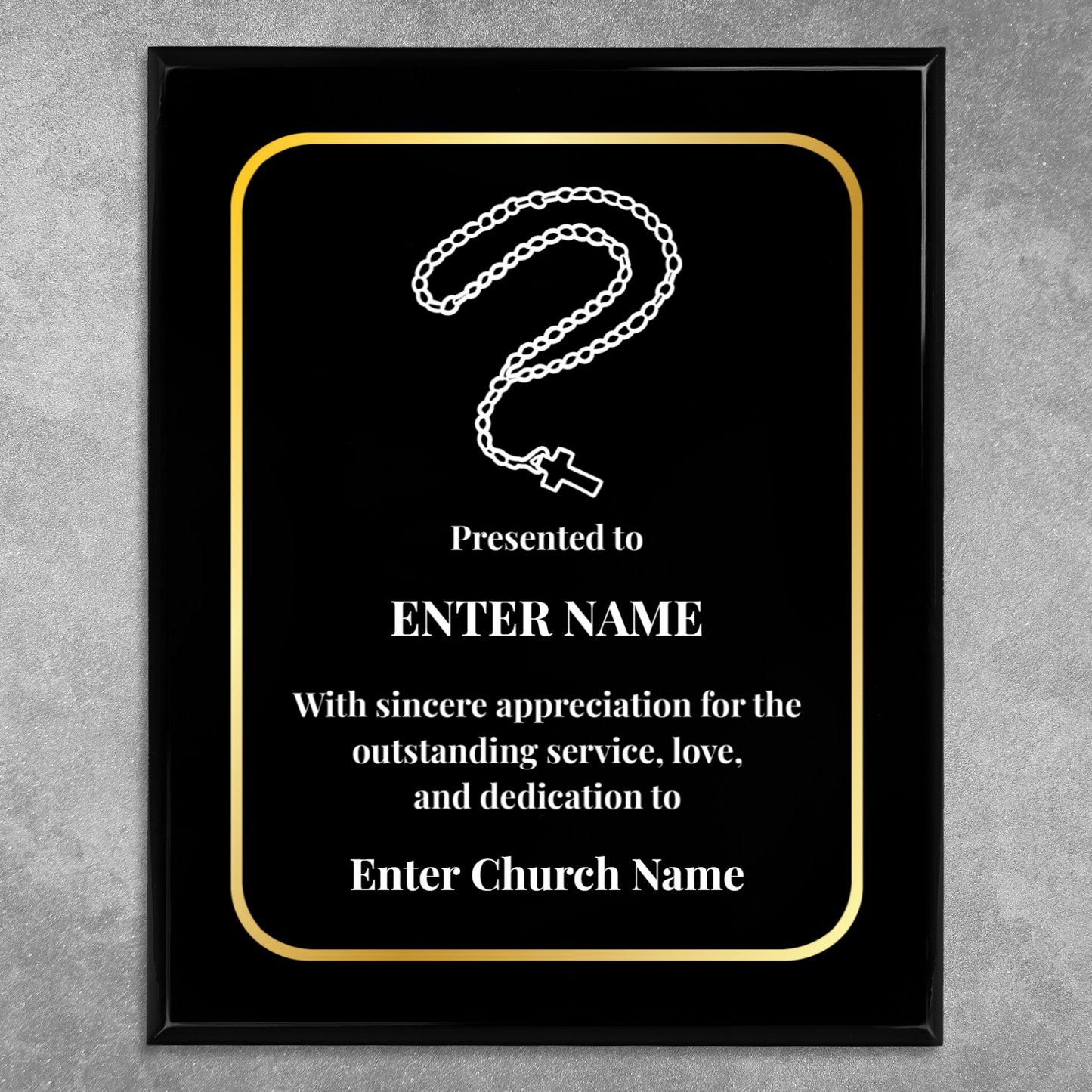 Personalized Church Rosary Beads 10.5" x 13" UV Printed Luxury Award