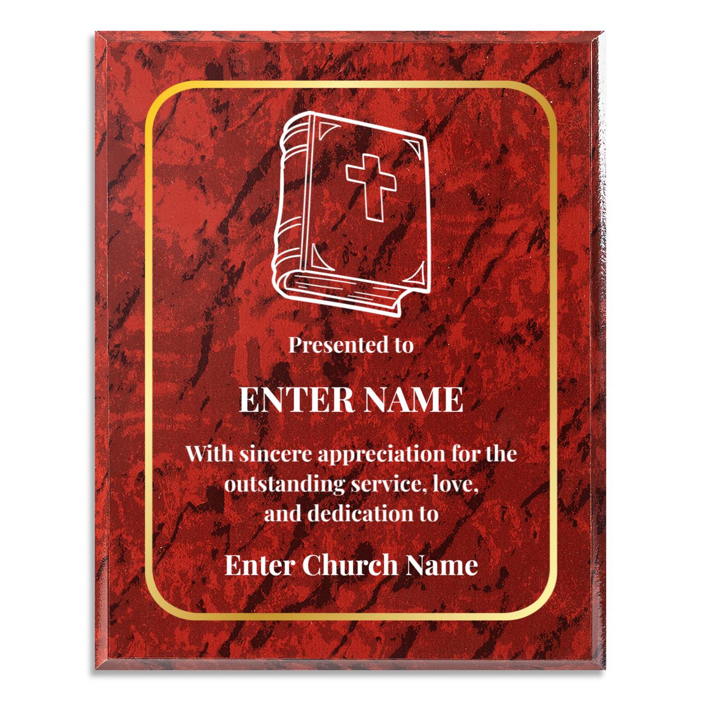 Personalized Church Bible 12" x 15" UV Printed Luxury Award