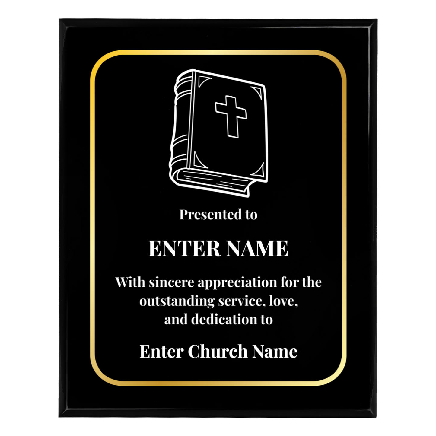 Personalized Church Bible 12" x 15" UV Printed Luxury Award