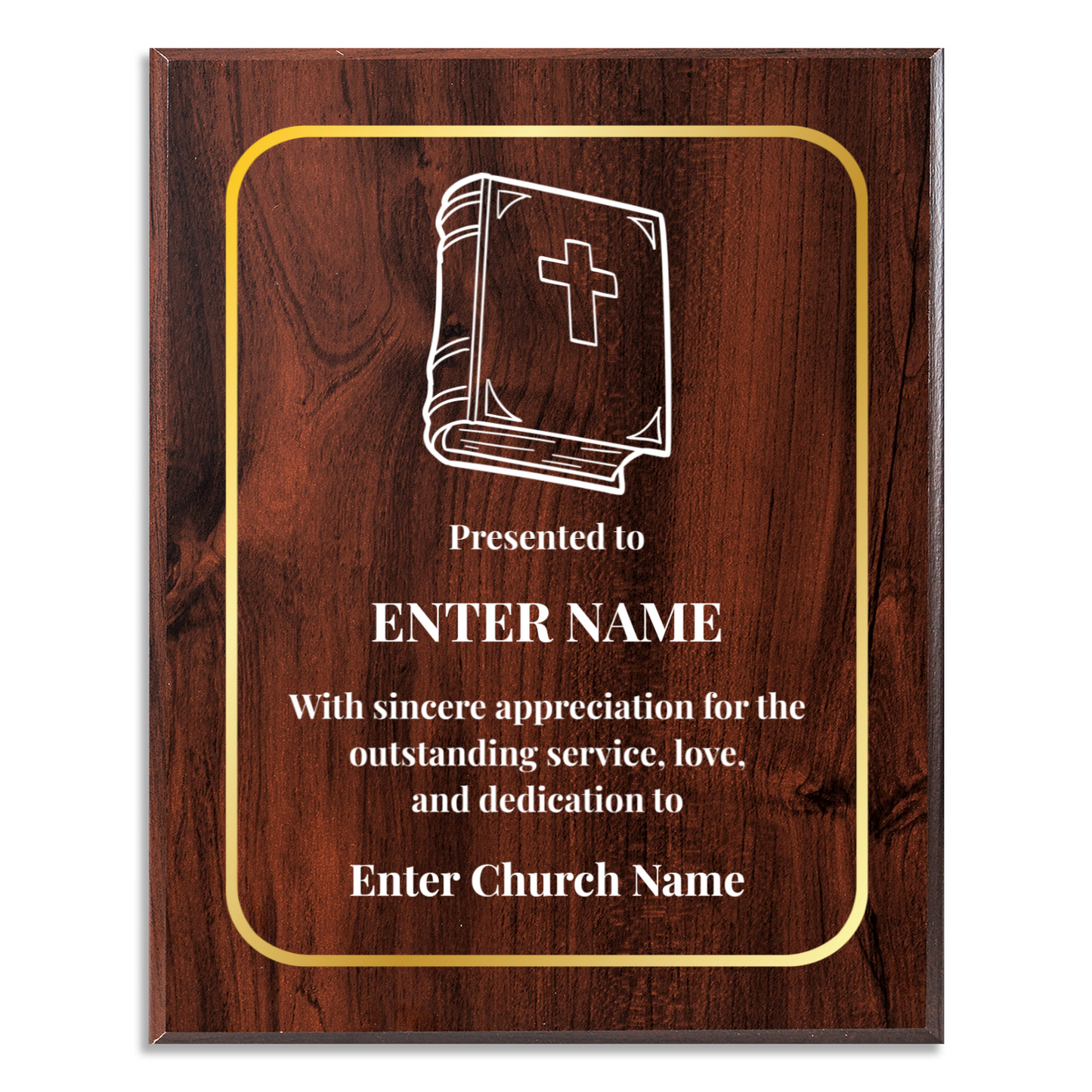 Personalized Church Bible 12" x 15" UV Printed Luxury Award