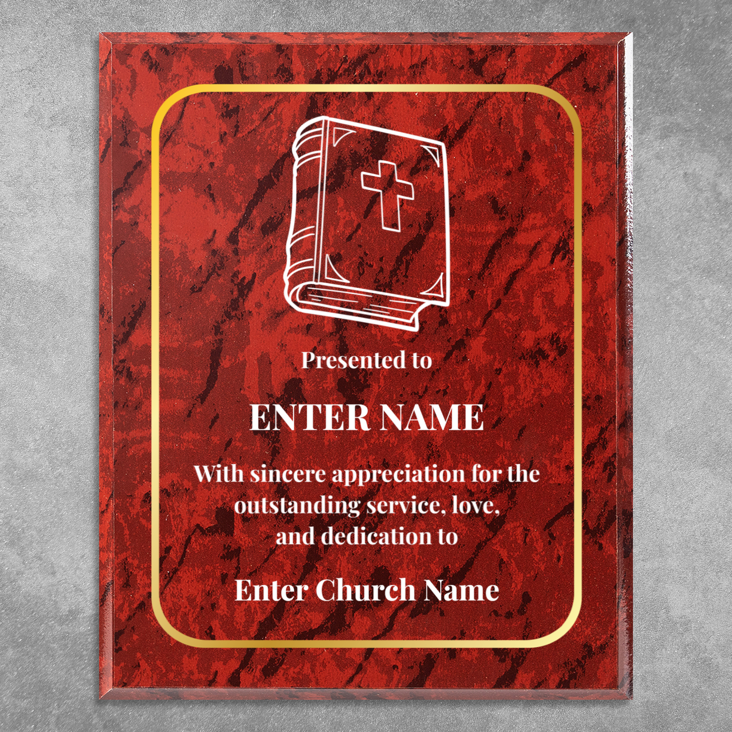Personalized Church Bible 12" x 15" UV Printed Luxury Award