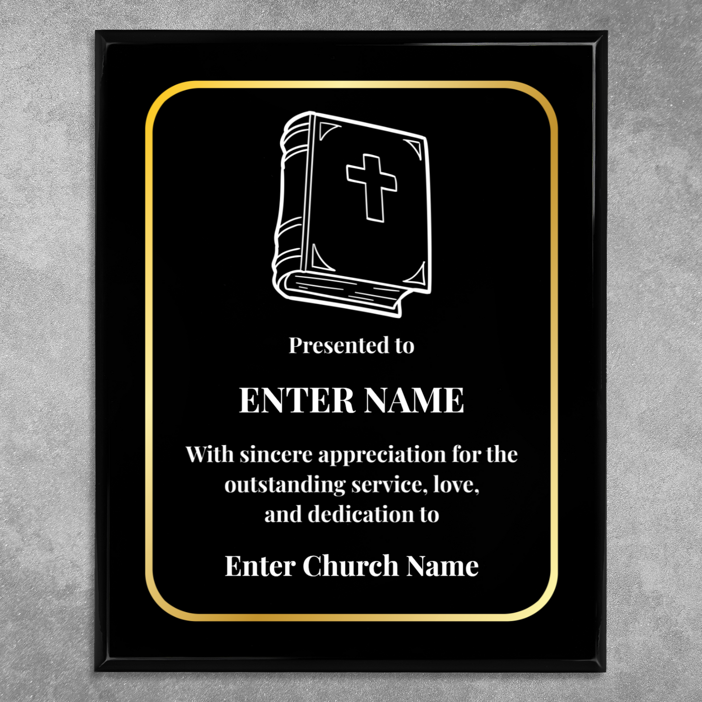 Personalized Church Bible 12" x 15" UV Printed Luxury Award