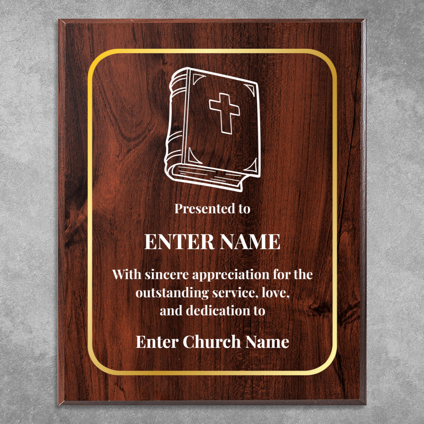 Personalized Church Bible 12" x 15" UV Printed Luxury Award