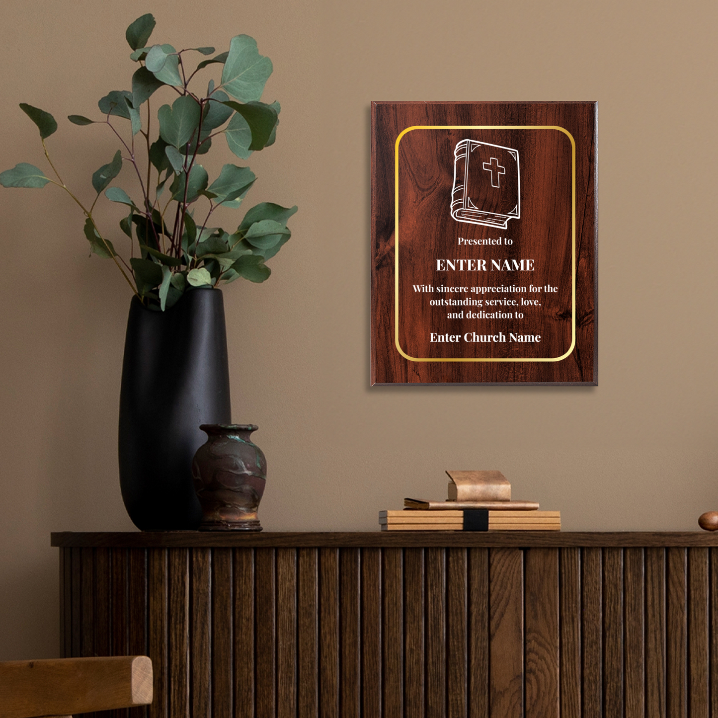 Personalized Church Bible 12" x 15" UV Printed Luxury Award