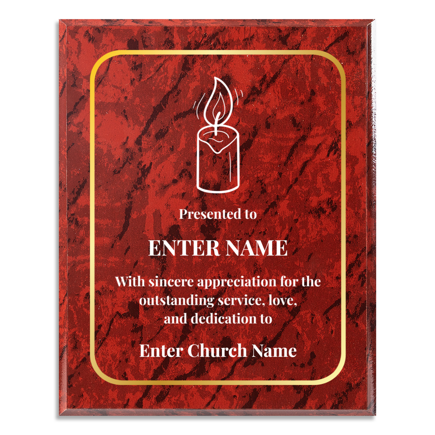 Personalized Church Candle 12" x 15" UV Printed Luxury Award