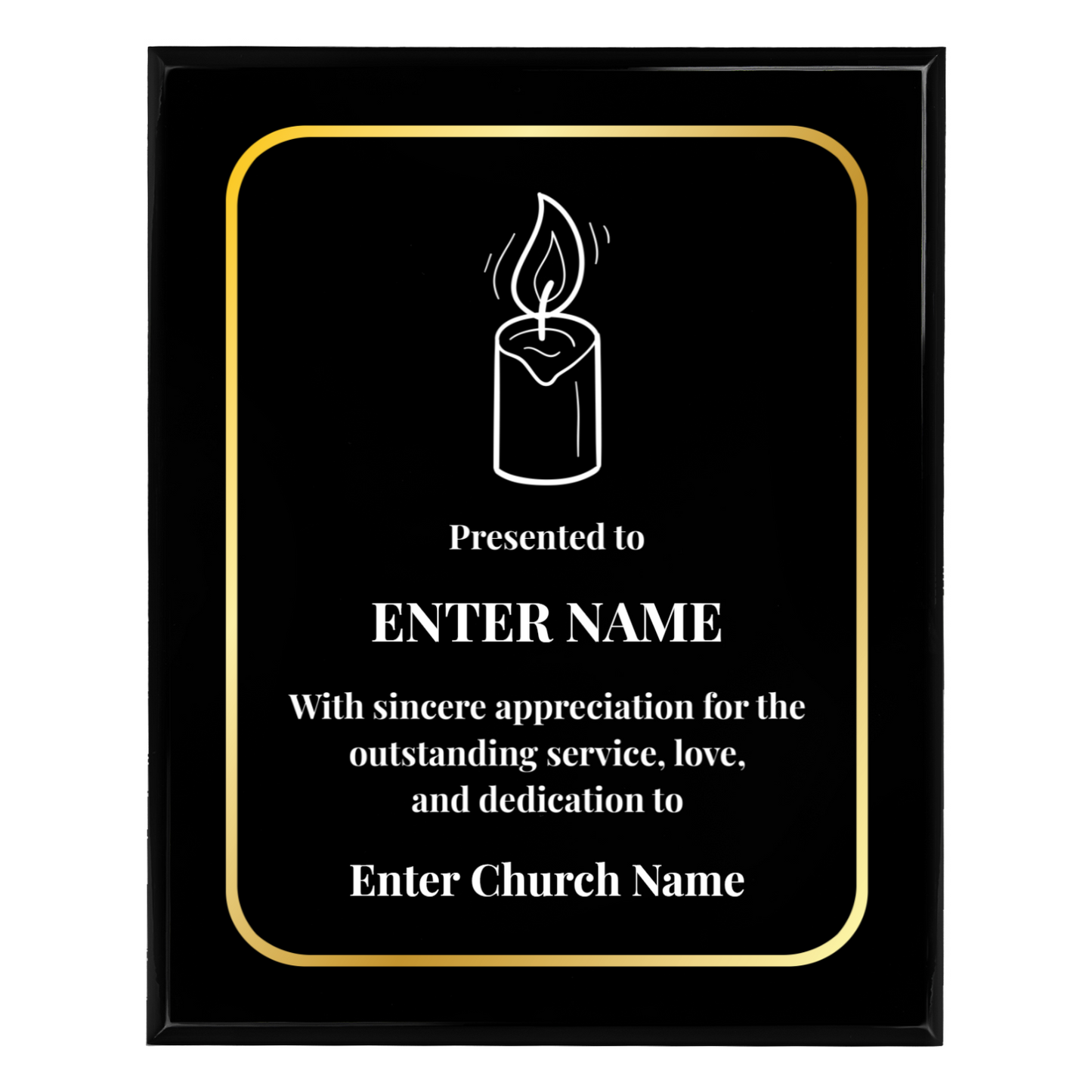Personalized Church Candle 12" x 15" UV Printed Luxury Award